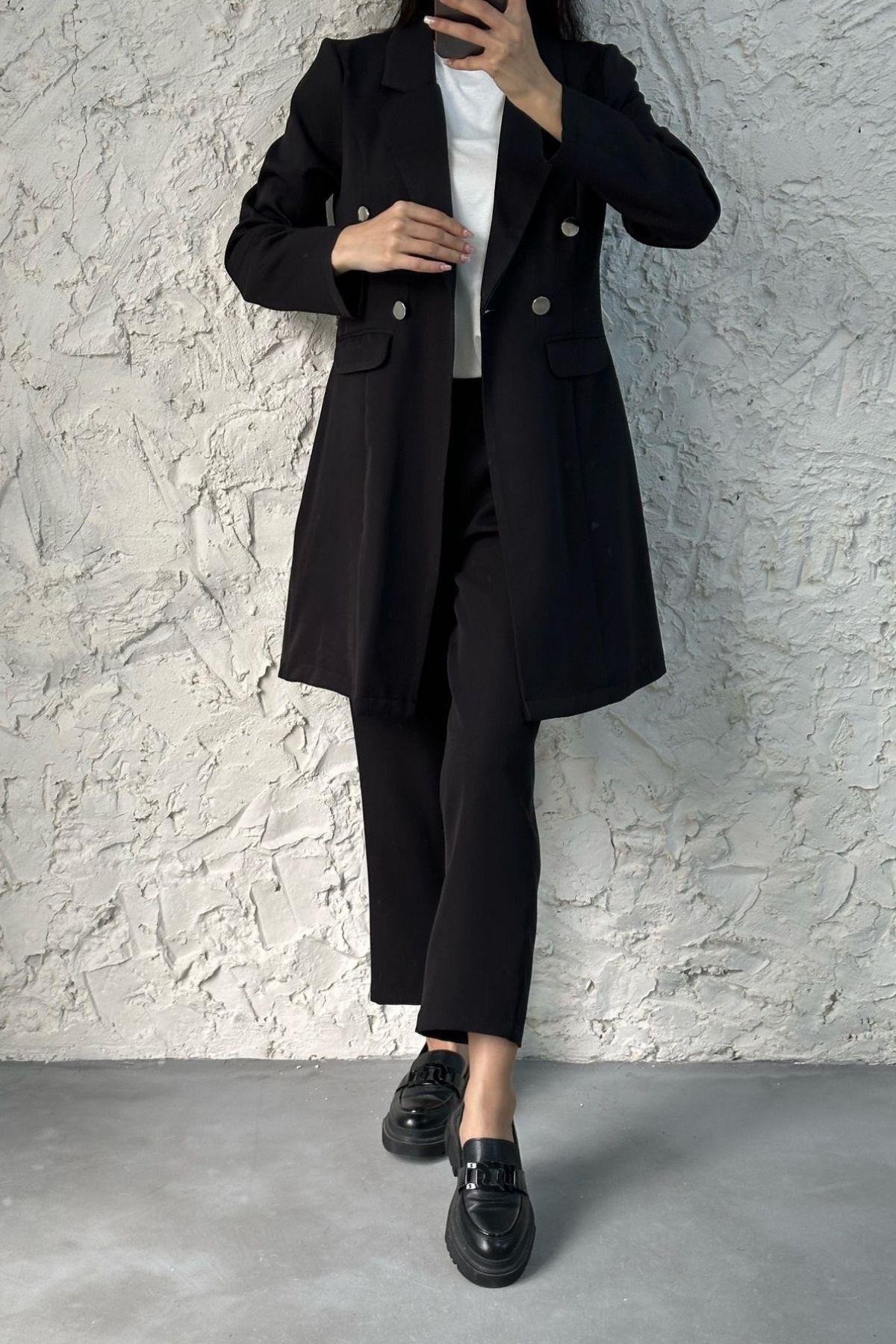 Metal Düğmeli Ceketli Takım Siyah, Fiyatları 