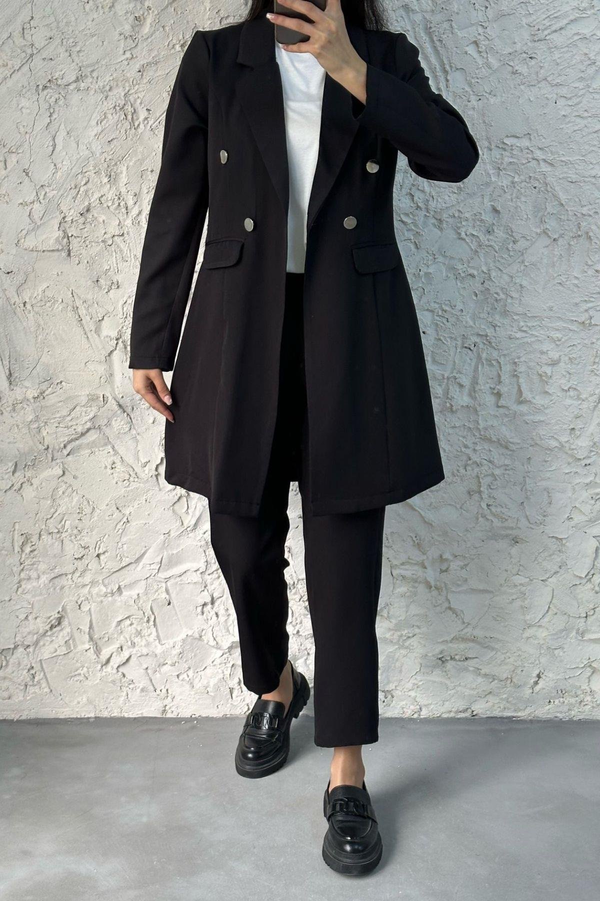 Metal Düğmeli Ceketli Takım Siyah, Fiyatları 