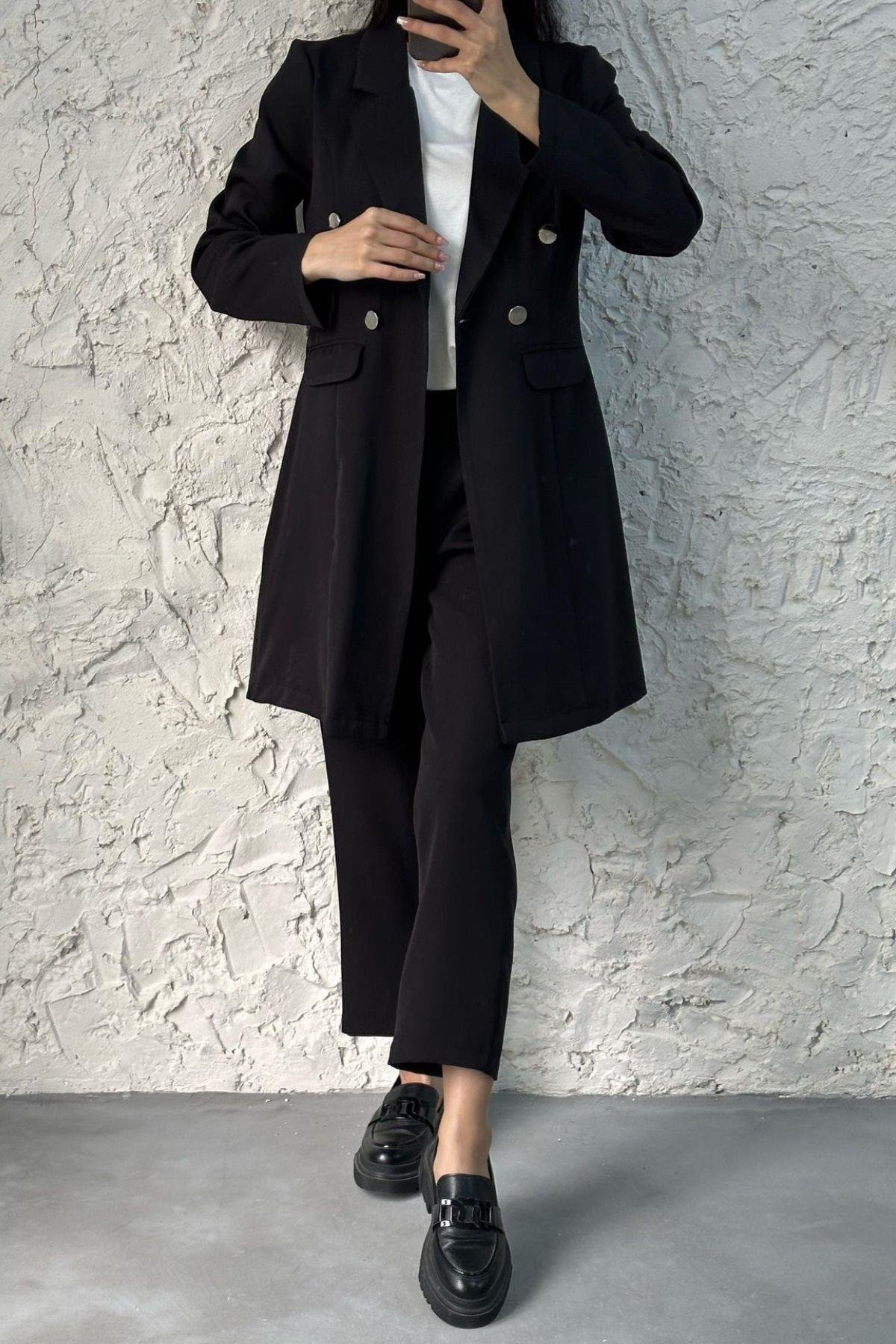 Metal Düğmeli Ceketli Takım Siyah, Fiyatları 