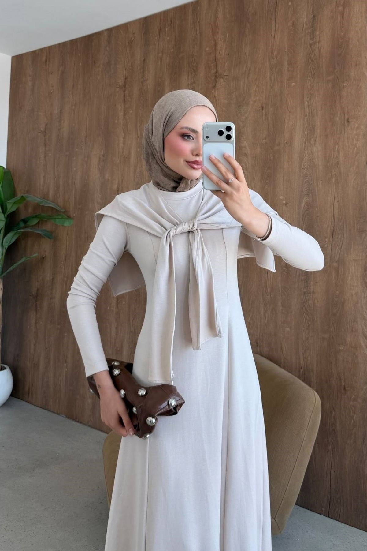 Meylin Şal Detay Elbise Bej, Fiyatları Meylin Şal Detay Elbise Bej| Haza Moda