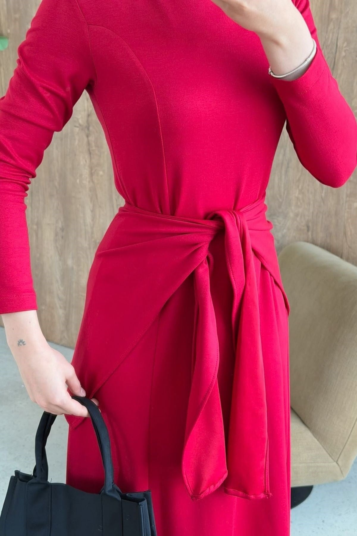 Meylin Şal Detay Elbise Kırmızı, Fiyatları 
