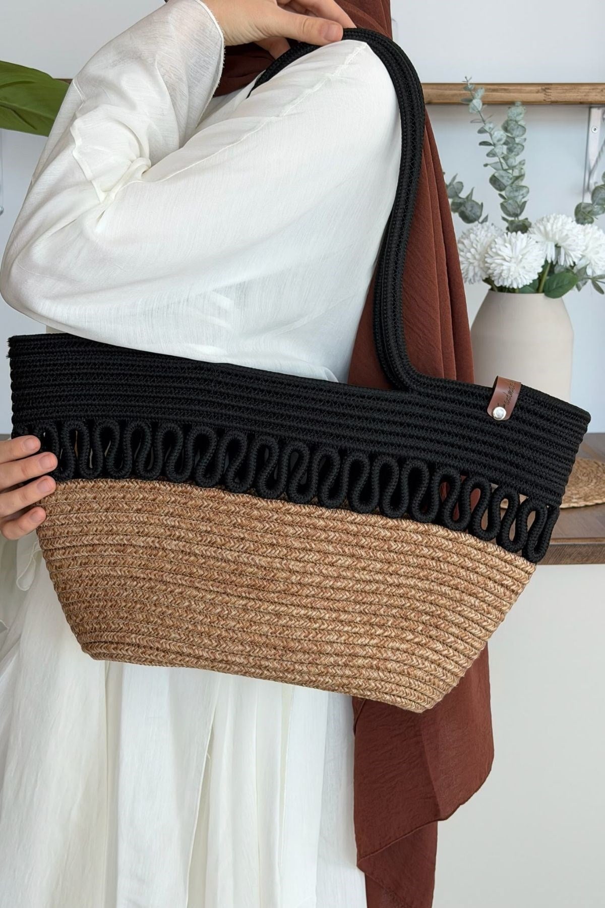 Miami Handmade Hasır Omuz Çantası Siyah, Fiyatları 