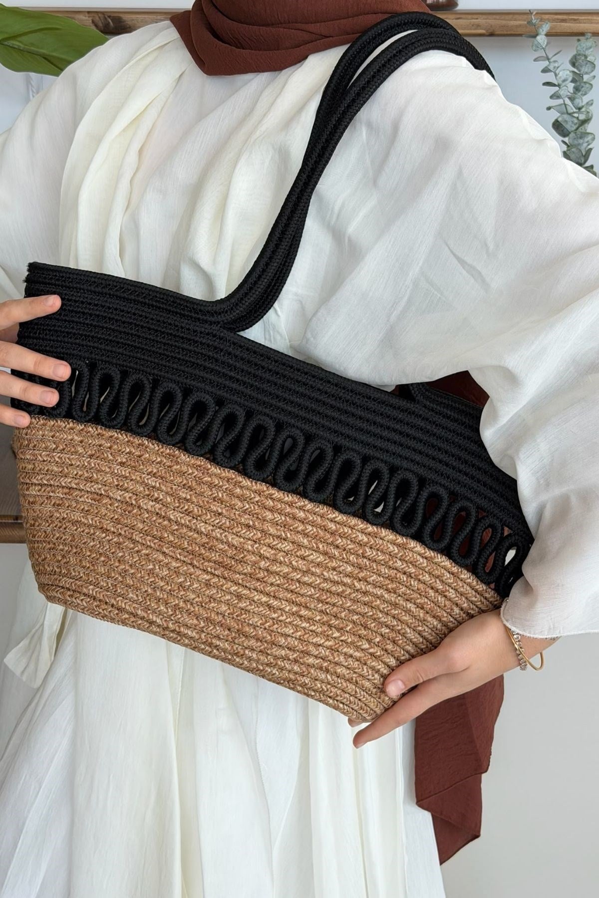 Miami Handmade Hasır Omuz Çantası Siyah, Fiyatları 