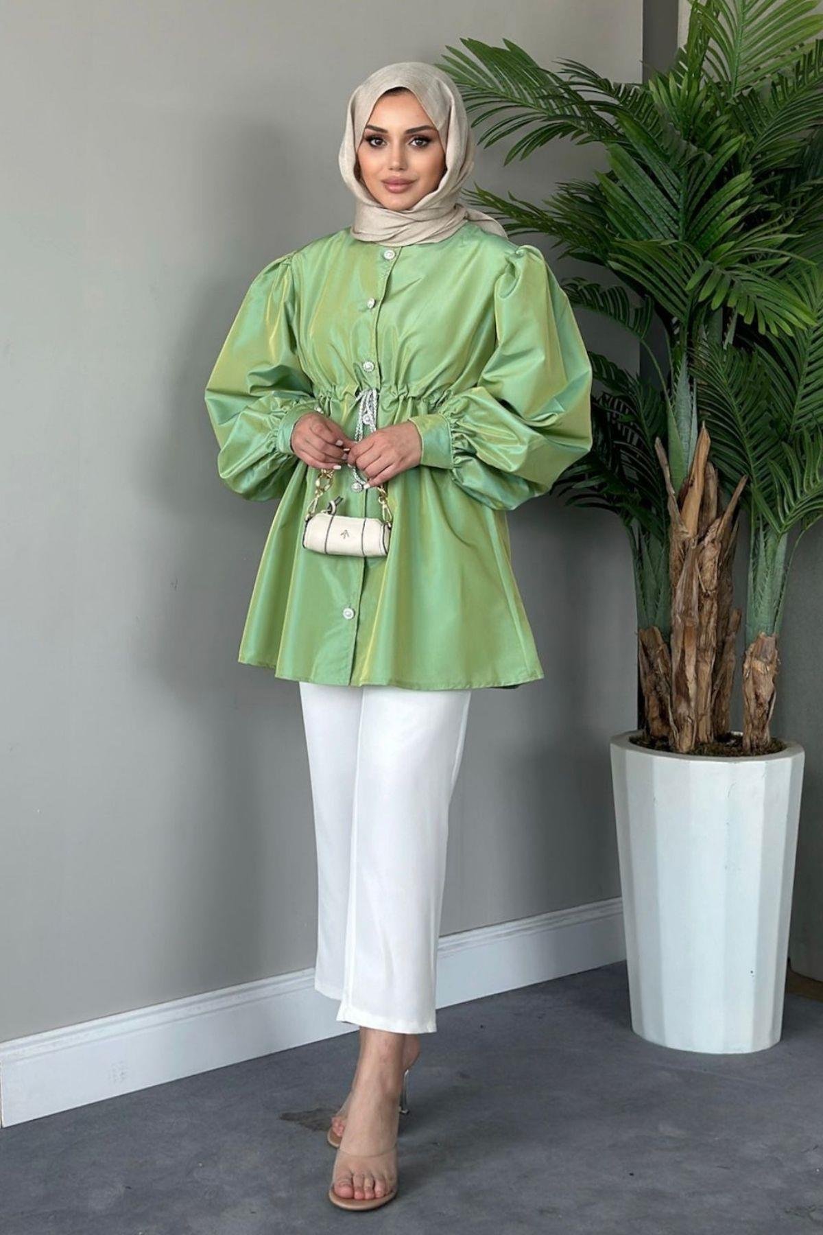 Mihrimah Taşlı Ceket Mint, Fiyatları Haza Moda | Tesettür Giyim | Mihrimah Taşlı Ceket Mint