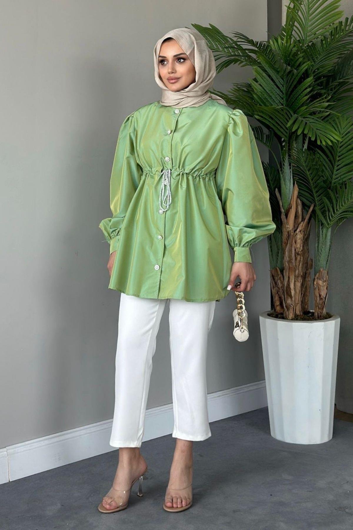 Mihrimah Taşlı Ceket Mint, Fiyatları Haza Moda | Tesettür Giyim | Mihrimah Taşlı Ceket Mint