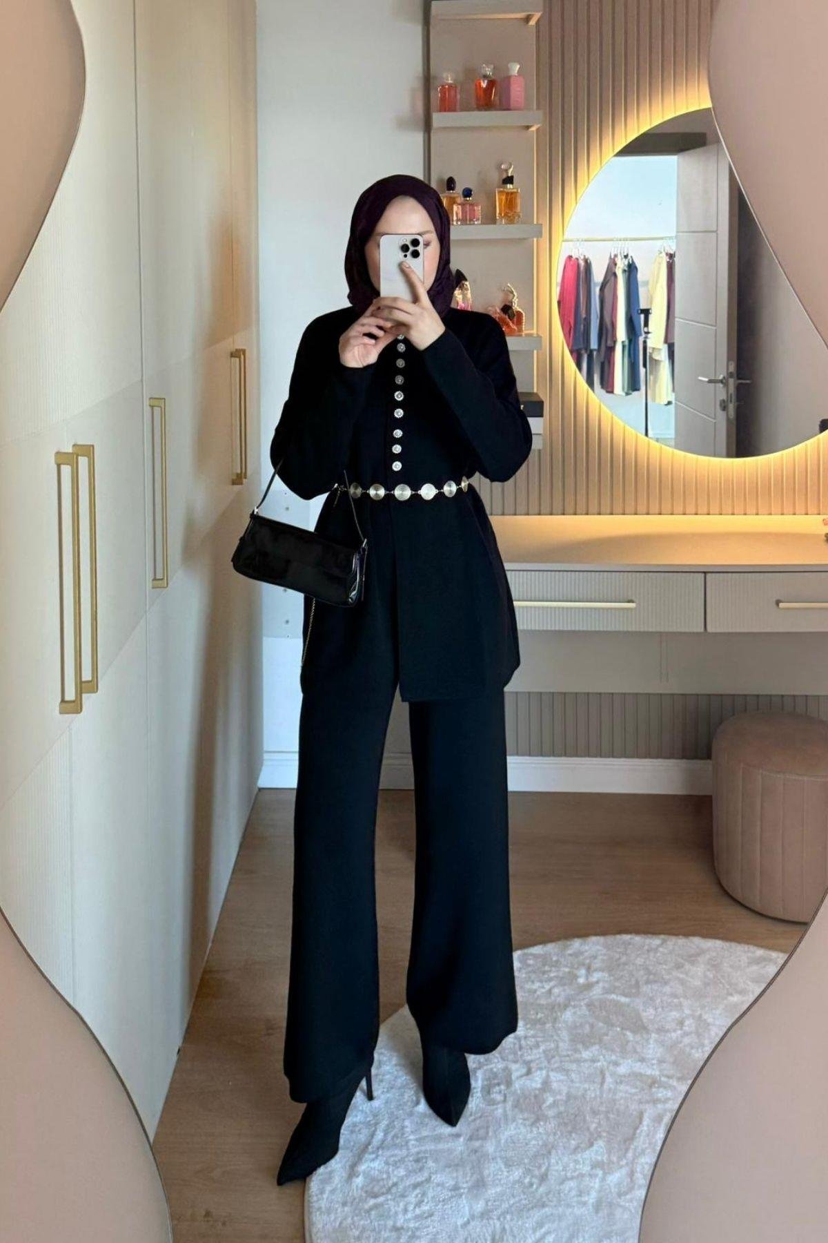 Mine Düğmeli Triko Takım Siyah, Fiyatları 