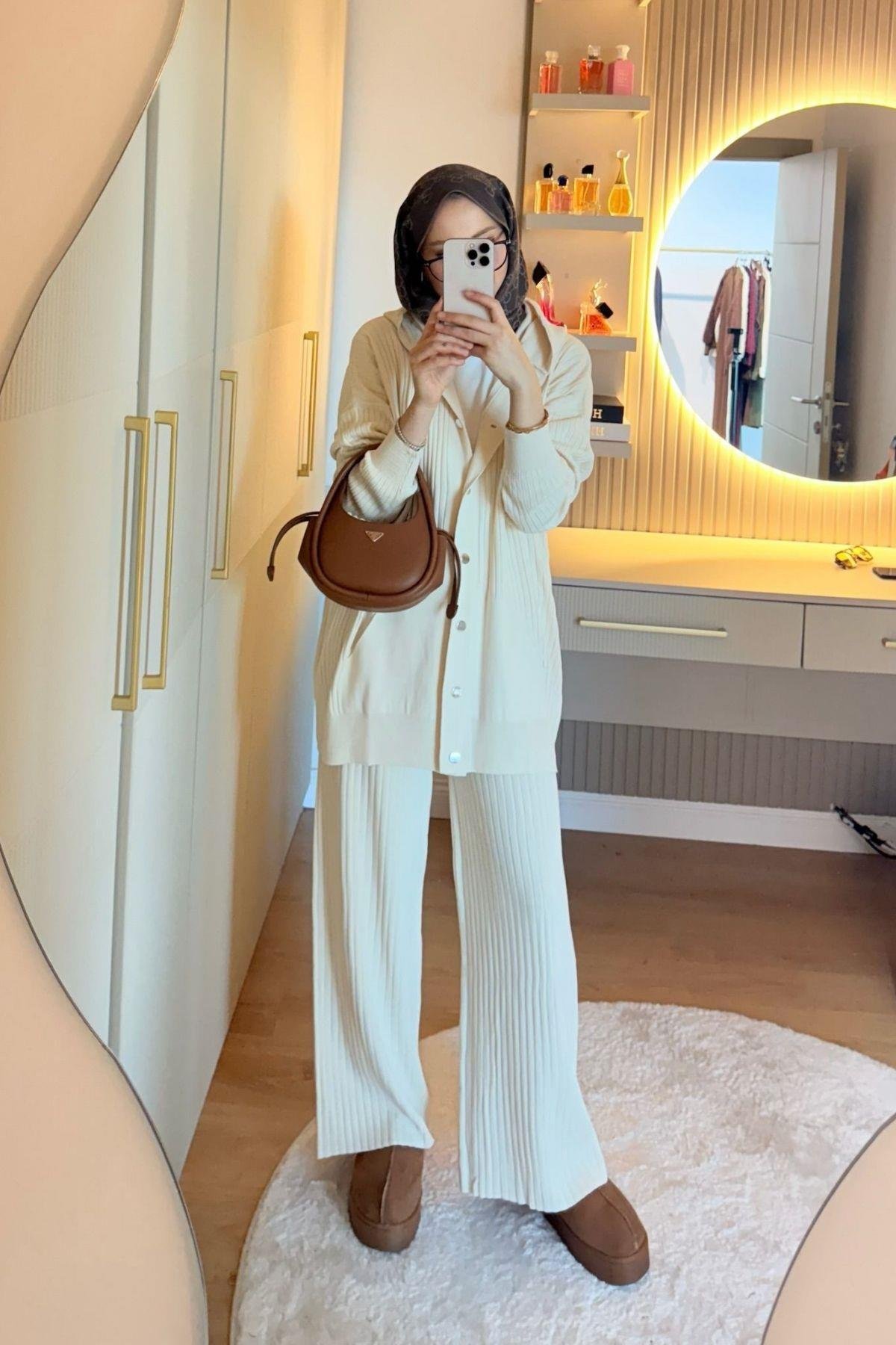 Minel Triko Takım Ekru, Fiyatları Minel Triko Takım  Ekru | Haza Moda