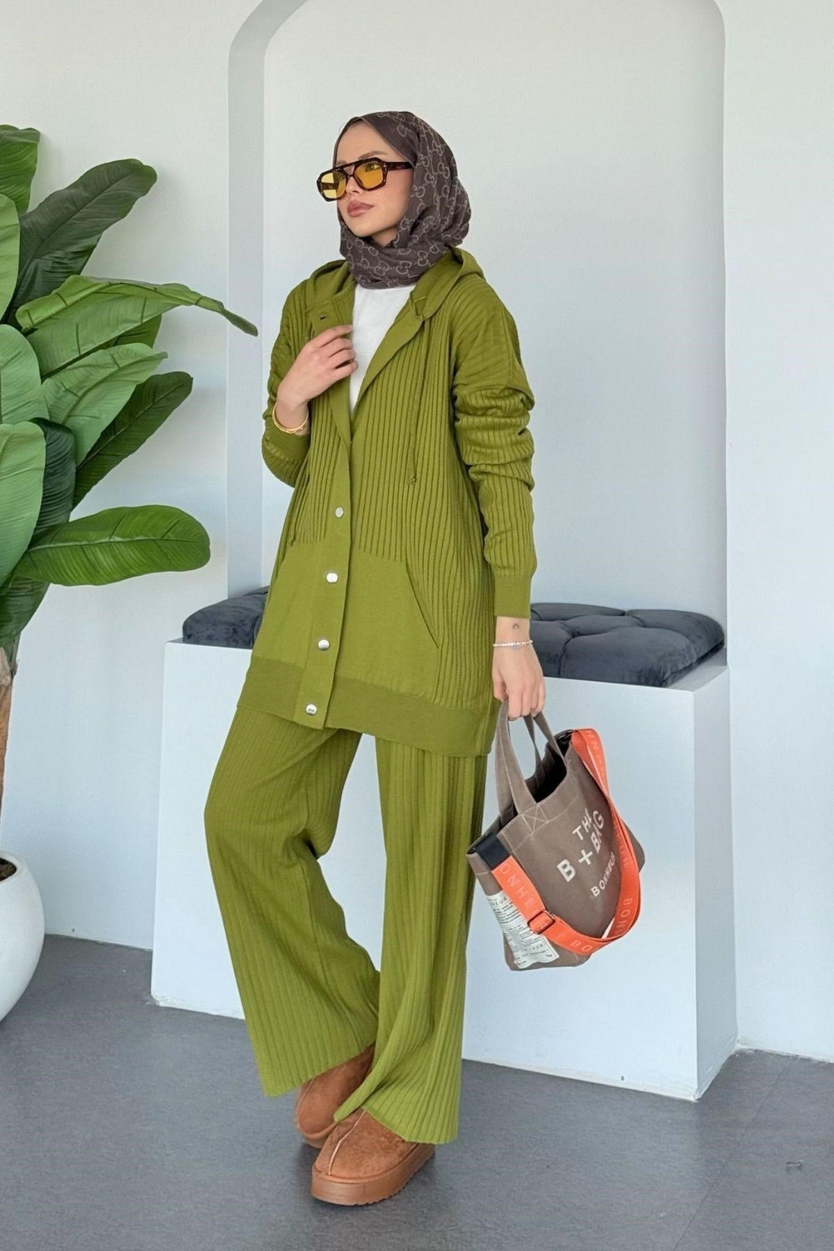 Minel Triko Takım Yağyeşili, Fiyatları Minel Triko Takım Yağyeşili - Haza Moda 