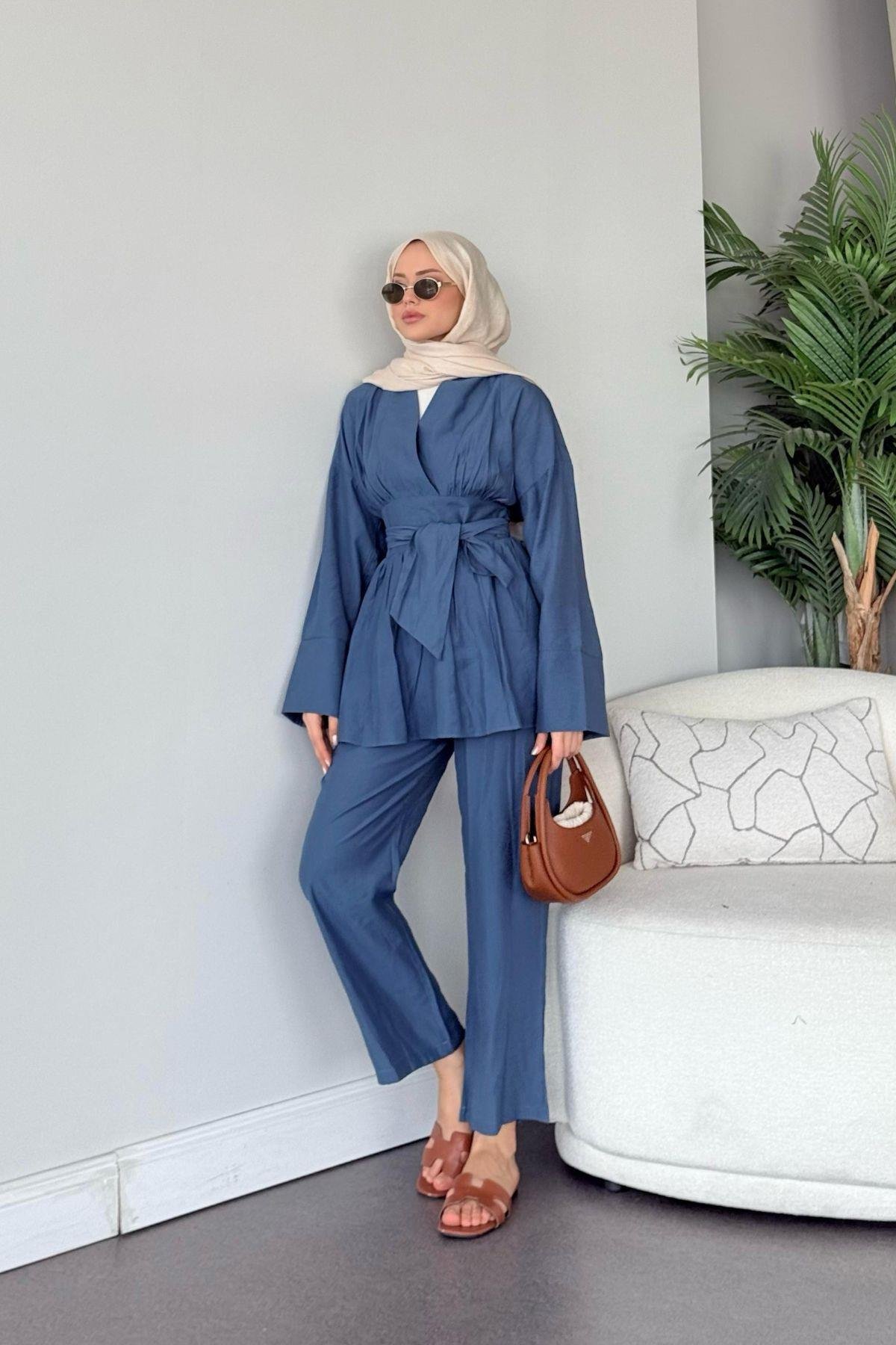 Model Kuşaklı Takım  İndigo, Fiyatları Model Kuşaklı Takım  İndigo- Haza Moda 