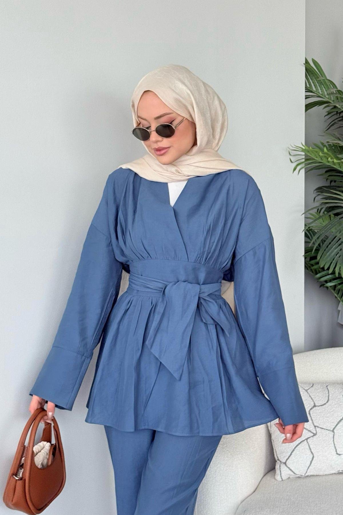 Model Kuşaklı Takım  İndigo, Fiyatları Model Kuşaklı Takım  İndigo- Haza Moda 