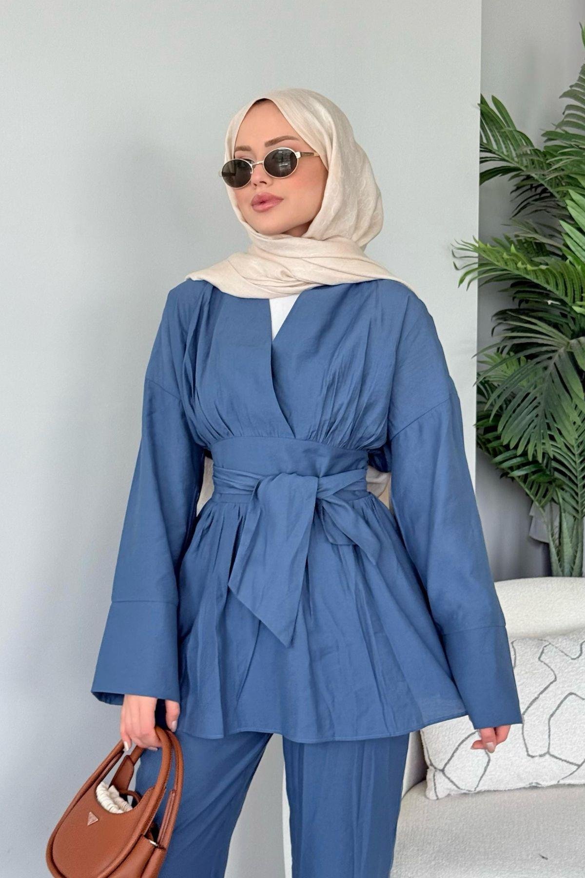 Model Kuşaklı Takım  İndigo, Fiyatları Model Kuşaklı Takım  İndigo- Haza Moda 