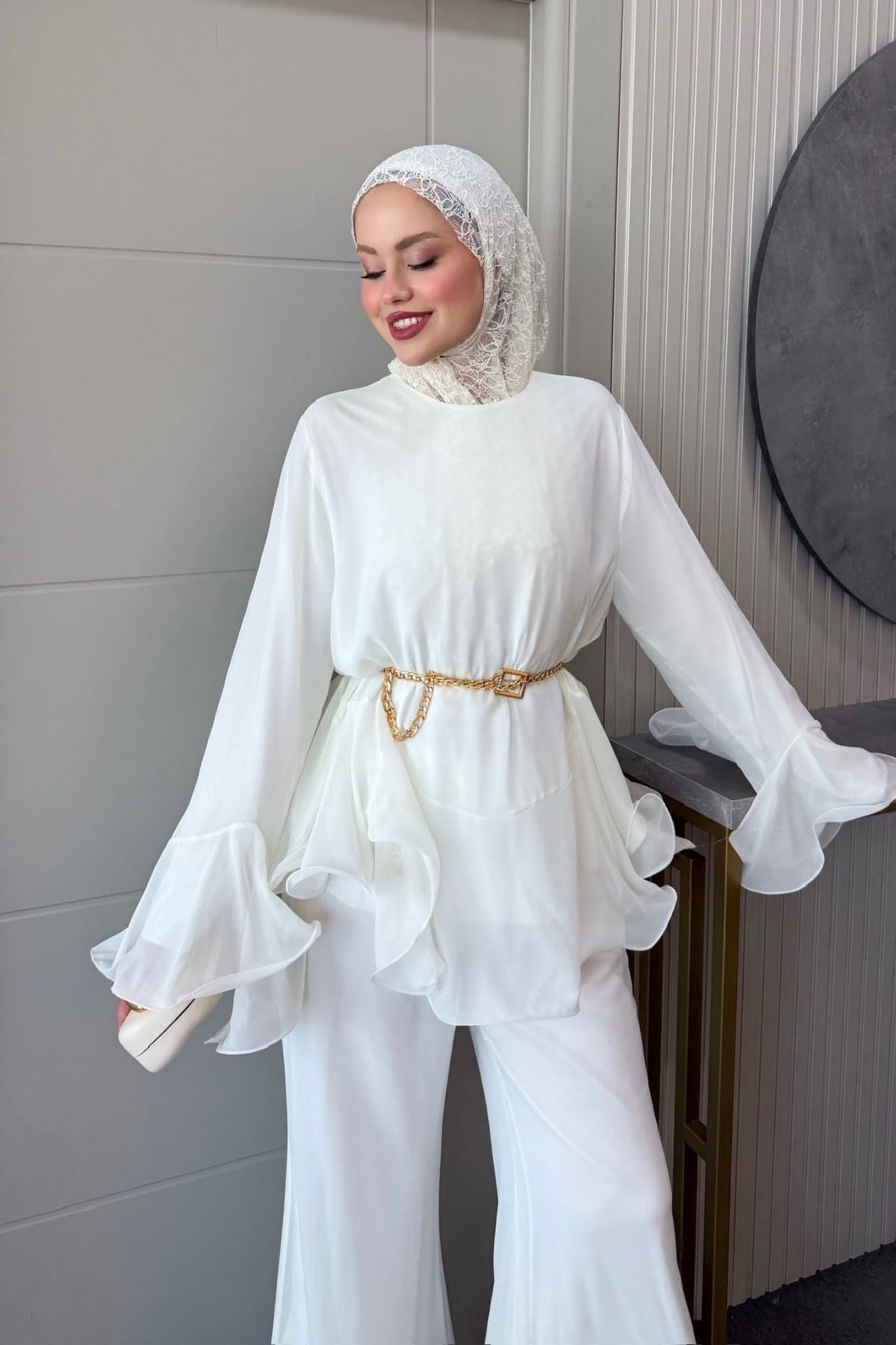 Moonlight Şifon Takım Beyaz, Fiyatları Moonlight Şifon Takım Beyaz| Haza Moda