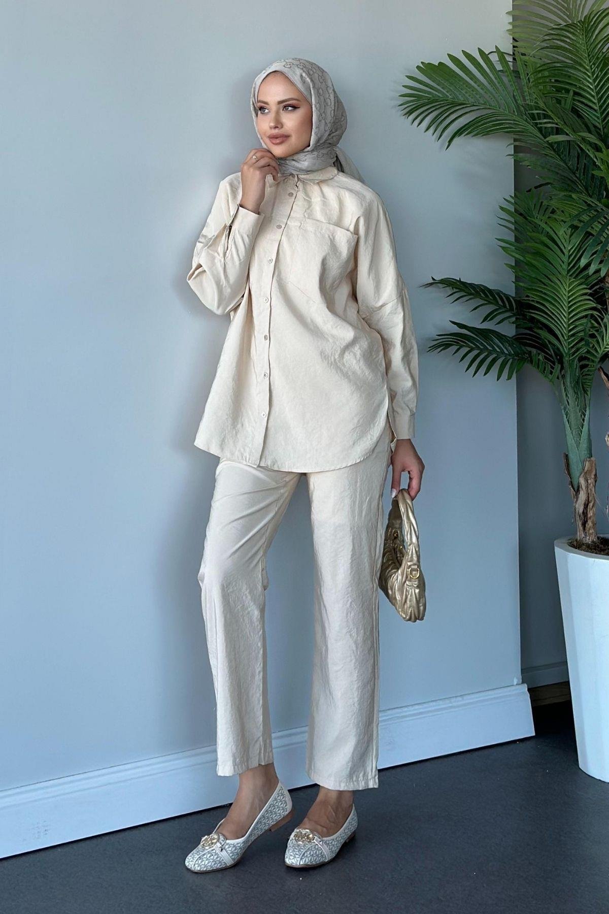 Moss Pantolonlu Takım Bej, Fiyatları 