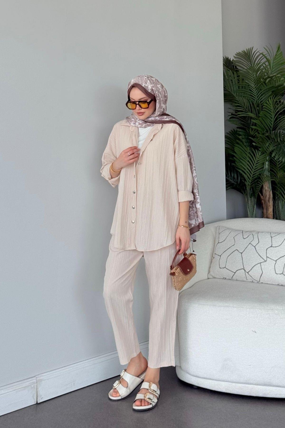 Müslin Takım Bej, Fiyatları Müslin Takım Bej - Haza Moda