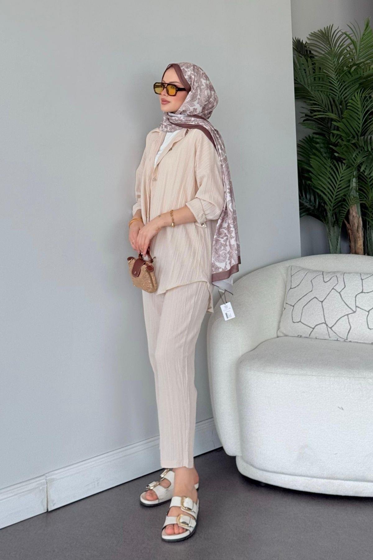 Müslin Takım Bej, Fiyatları Müslin Takım Bej - Haza Moda