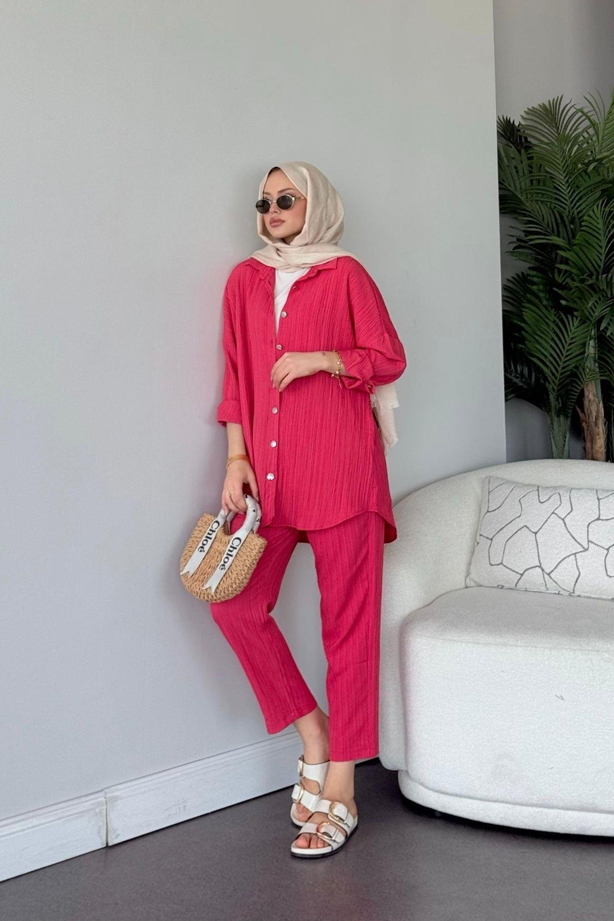 Müslin Takım Fuşya, Fiyatları Müslin Takım Fuşya - Haza Moda