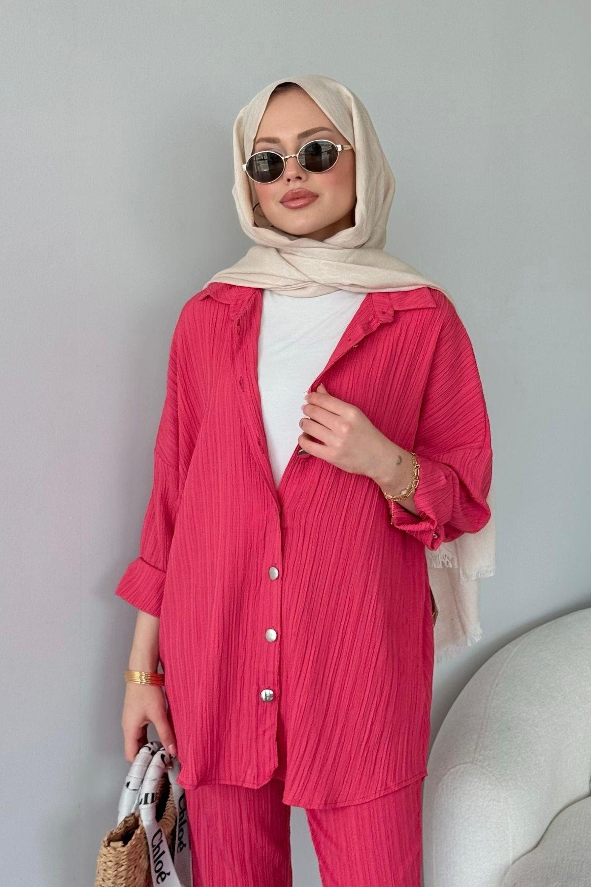 Müslin Takım Fuşya, Fiyatları Müslin Takım Fuşya - Haza Moda