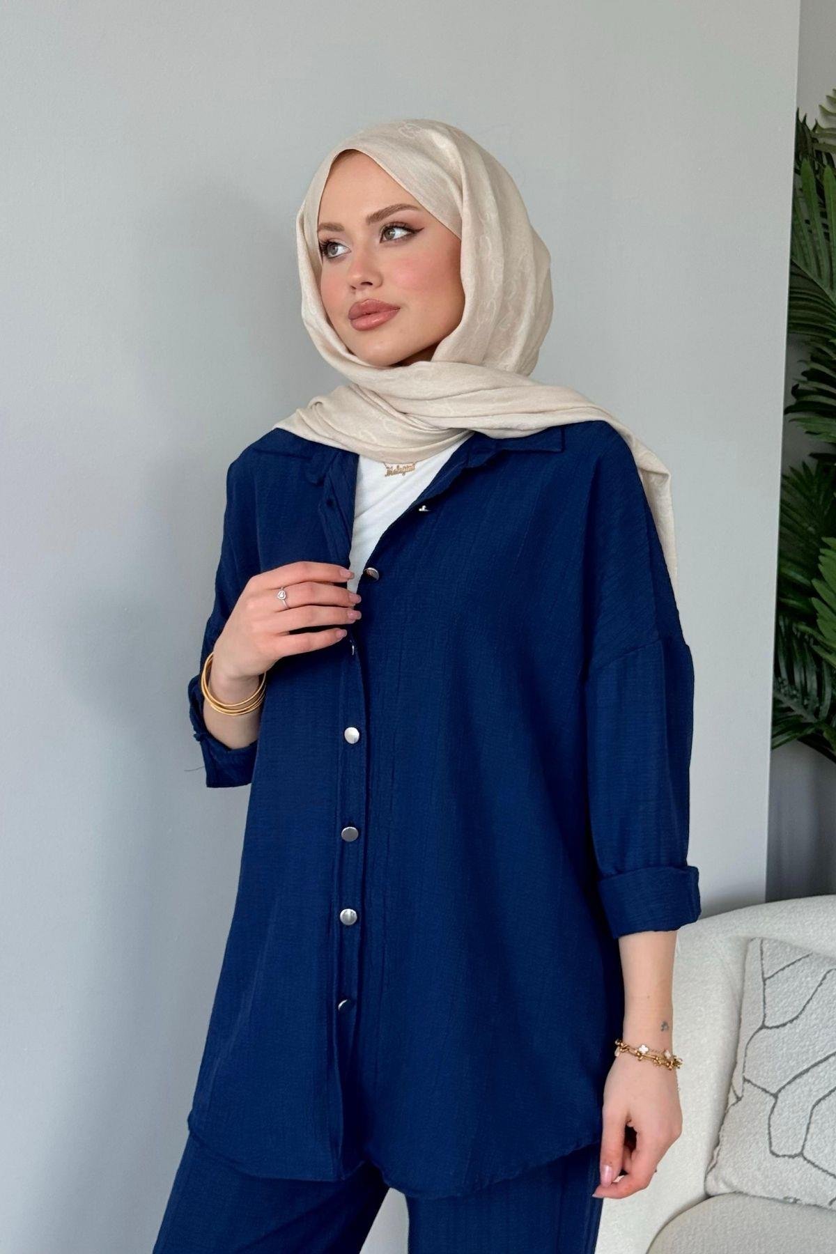 Müslin Takım Lacivert, Fiyatları Müslin Takım Lacivert - Haza Moda