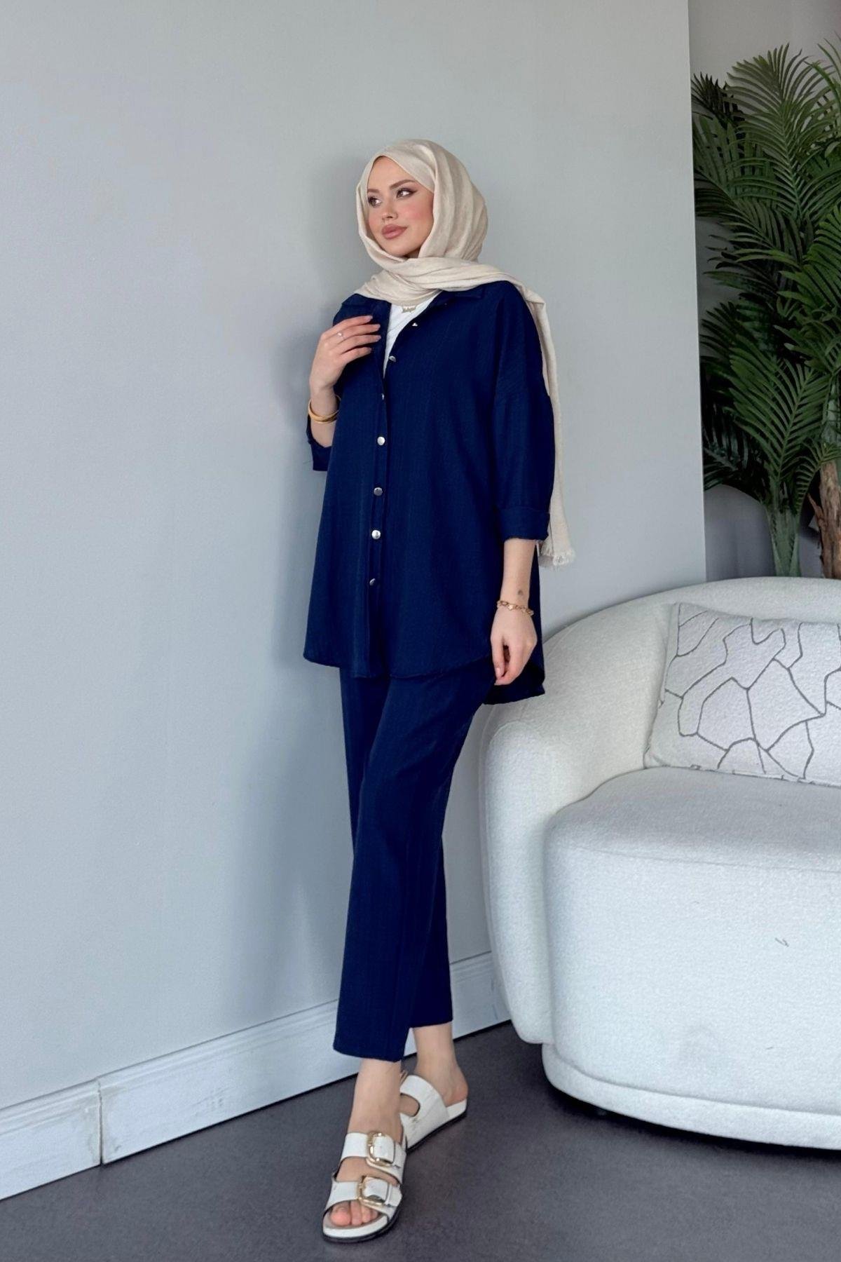 Müslin Takım Lacivert, Fiyatları Müslin Takım Lacivert - Haza Moda