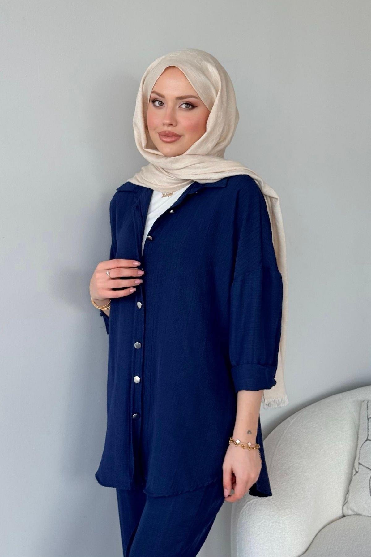 Müslin Takım Lacivert, Fiyatları Müslin Takım Lacivert - Haza Moda