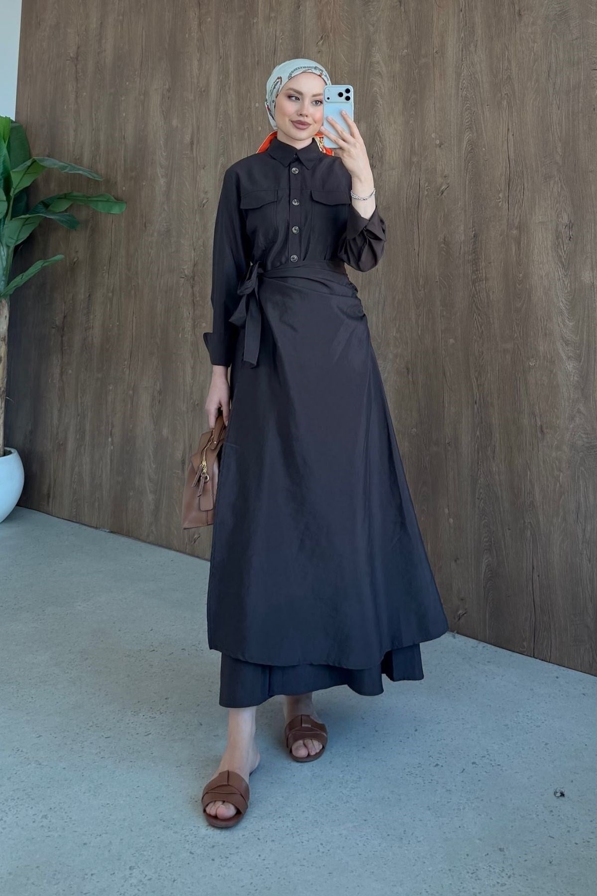 Nagihan Düğmeli Elbise Kahve, Fiyatları Nagihan Düğmeli Elbise Kahve| Haza Moda
