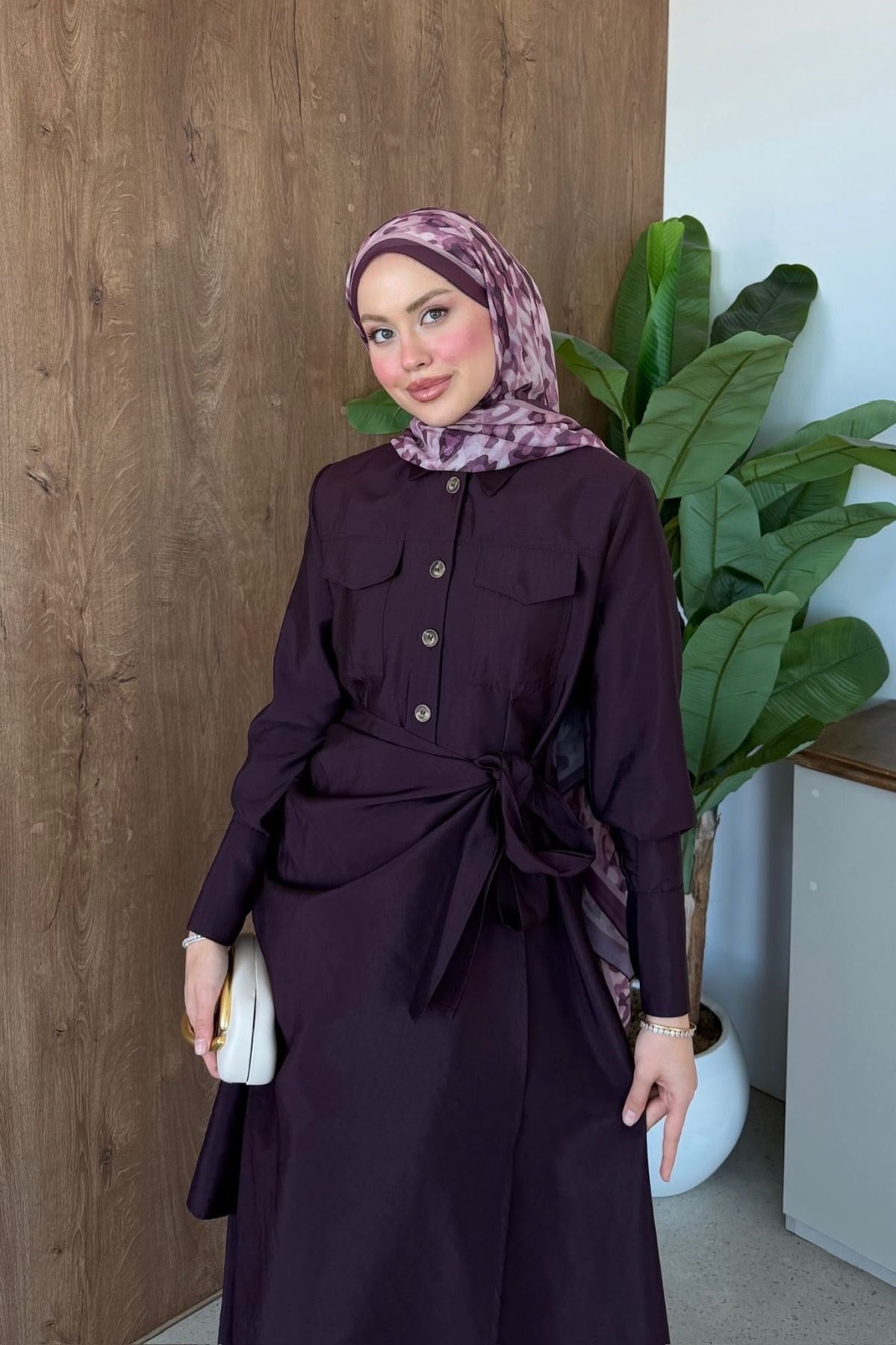 Nagihan Düğmeli Elbise Mürdüm, Fiyatları 