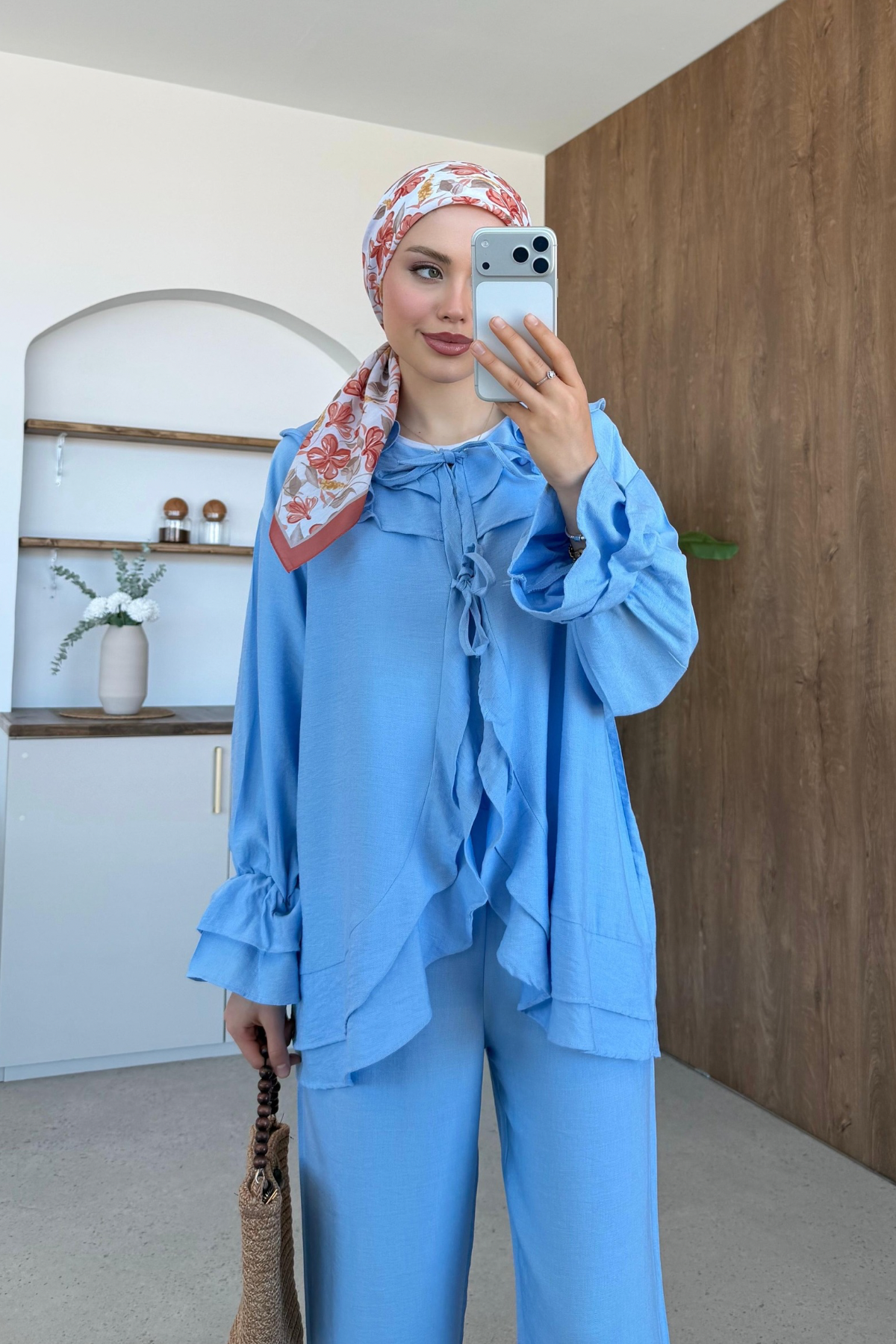 Nare Fırfır Detaylı Takım Mavi, Fiyatları 