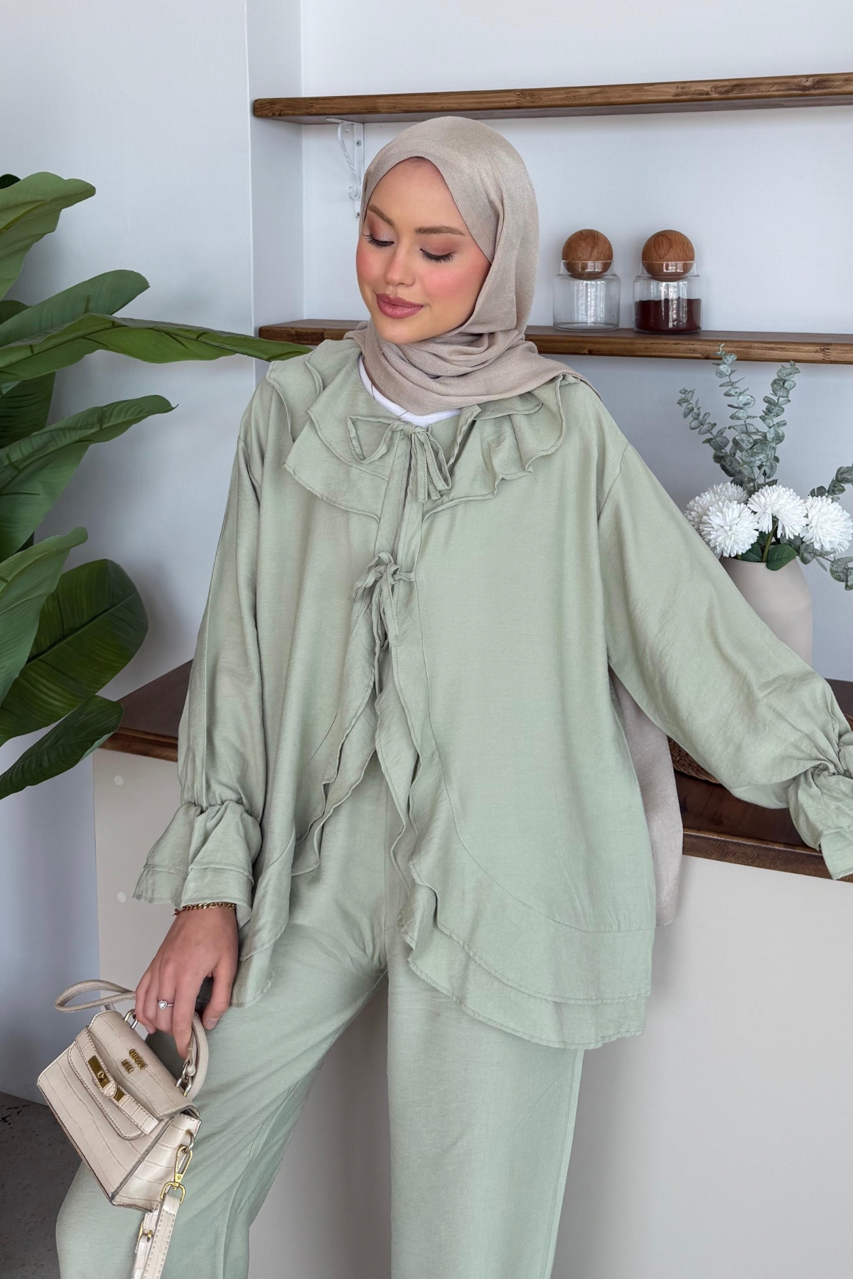Nare Fırfır Detaylı Takım Mint, Fiyatları 