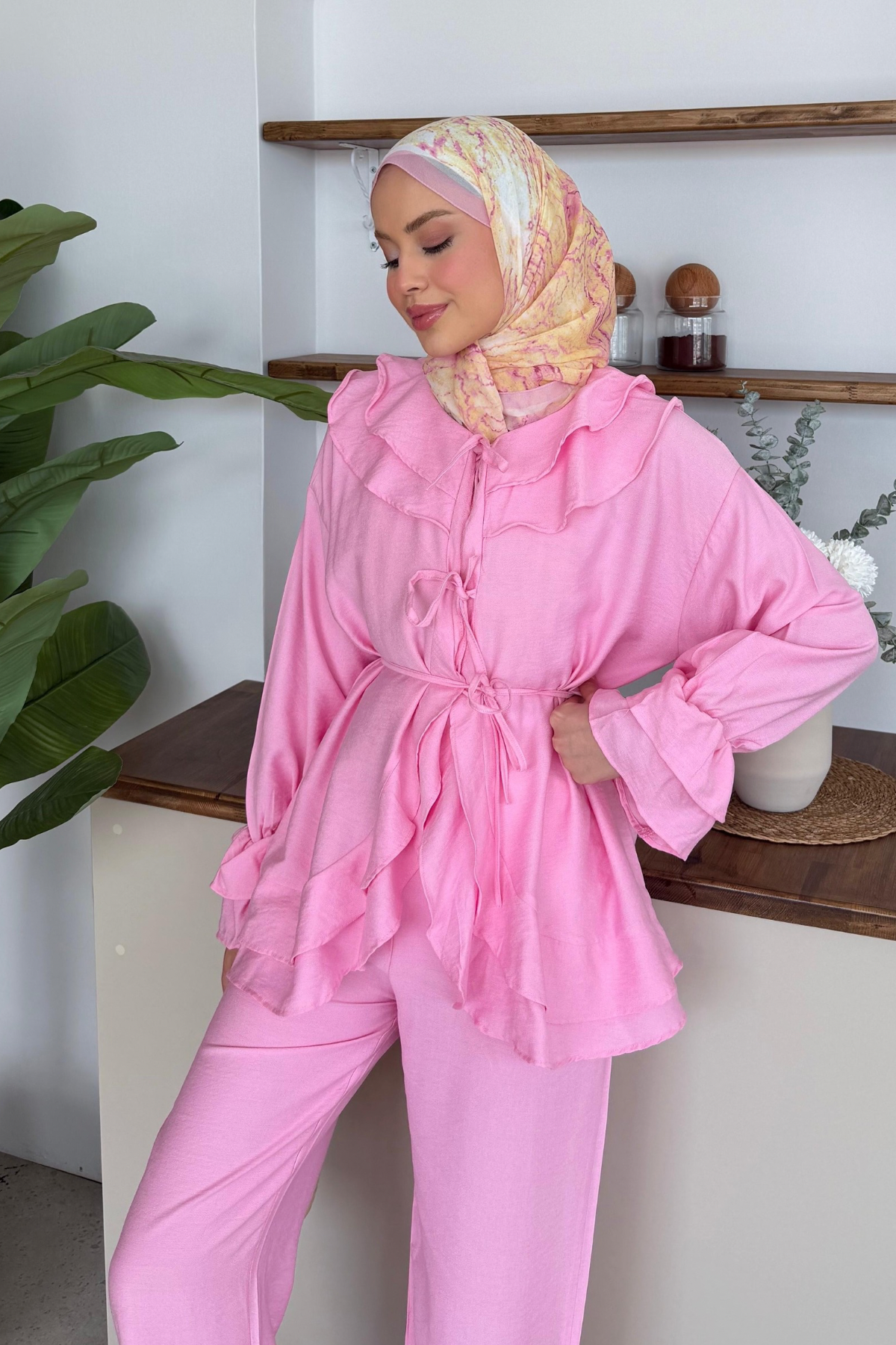 Nare Fırfır Detaylı Takım Pembe, Fiyatları 