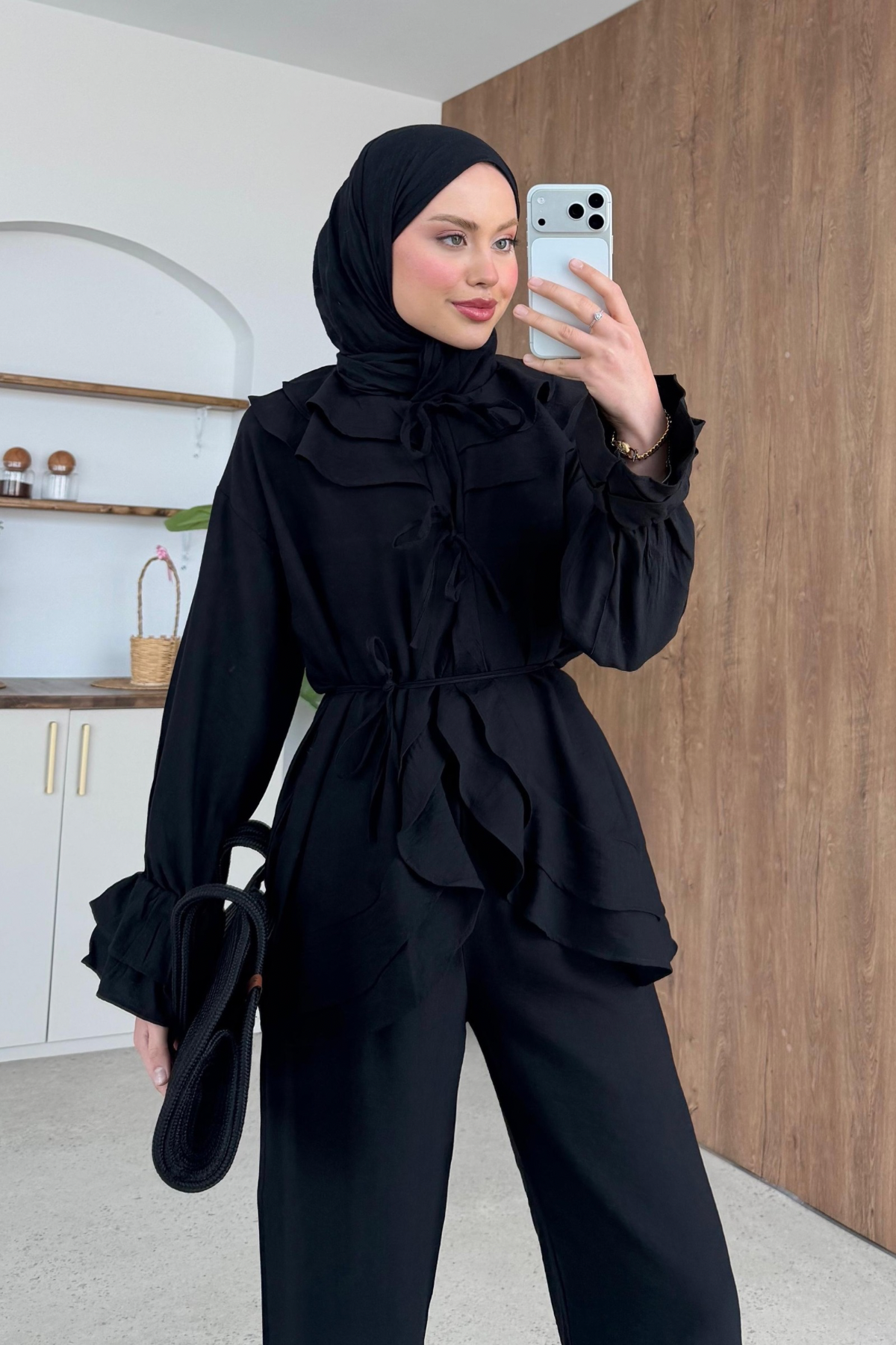 Nare Fırfır Detaylı Takım Siyah, Fiyatları 