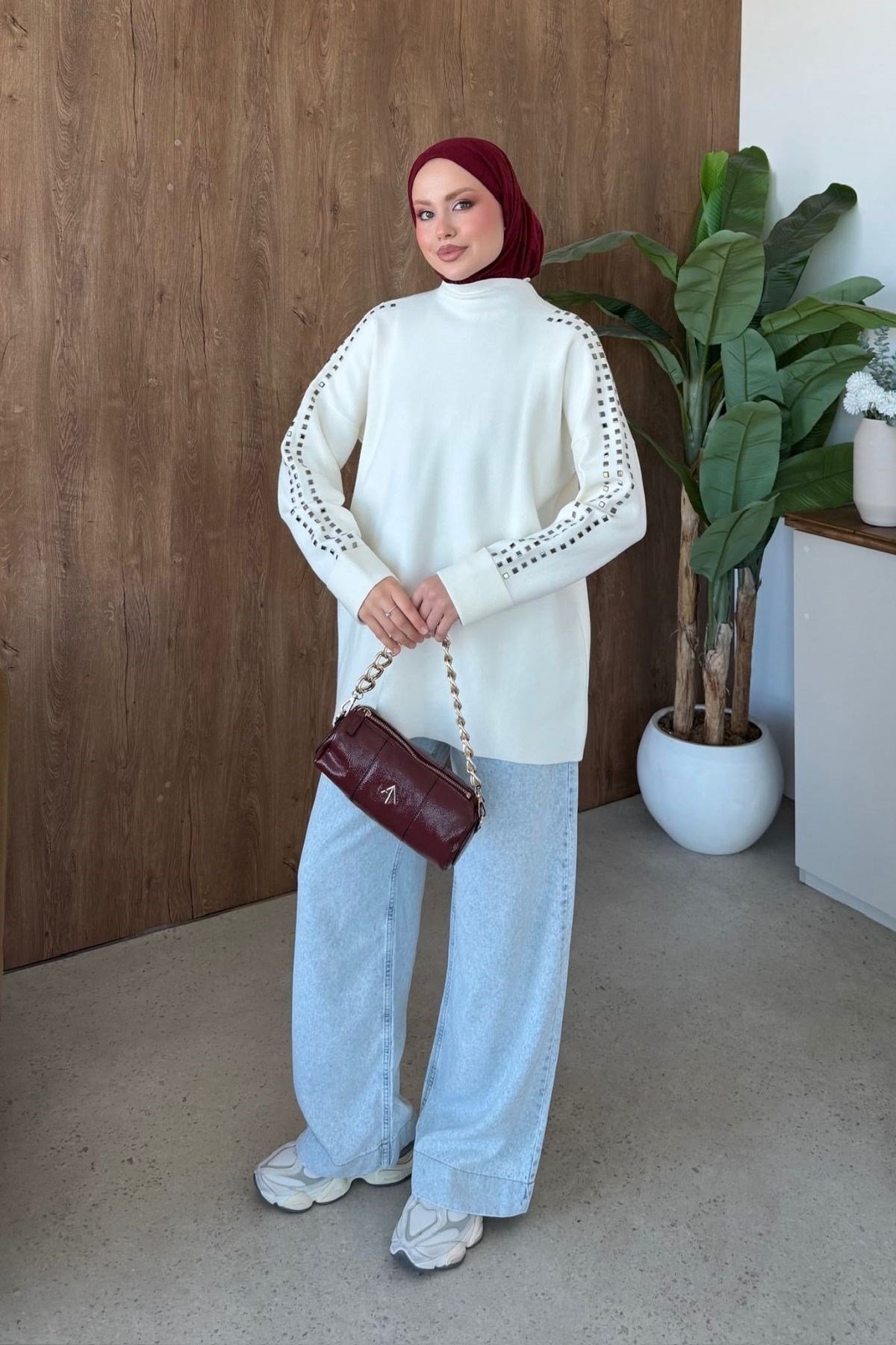 Nazenli Taşlı Tunik Ekru, Fiyatları 