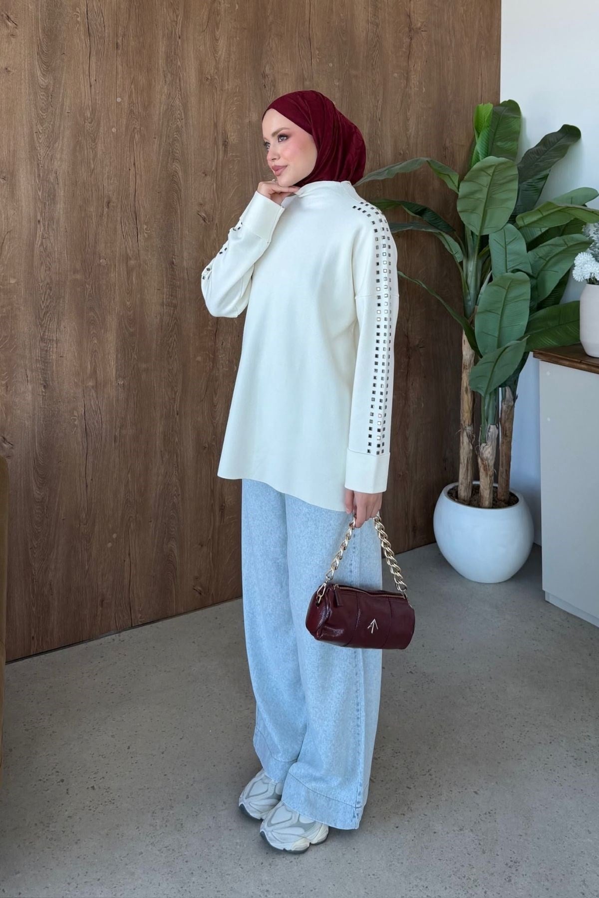 Nazenli Taşlı Tunik Ekru, Fiyatları 