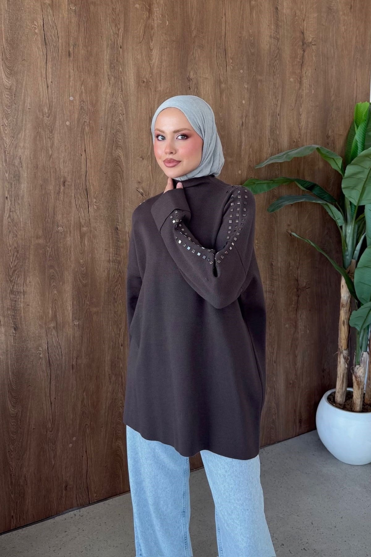 Nazenli Taşlı Tunik Kahve, Fiyatları 