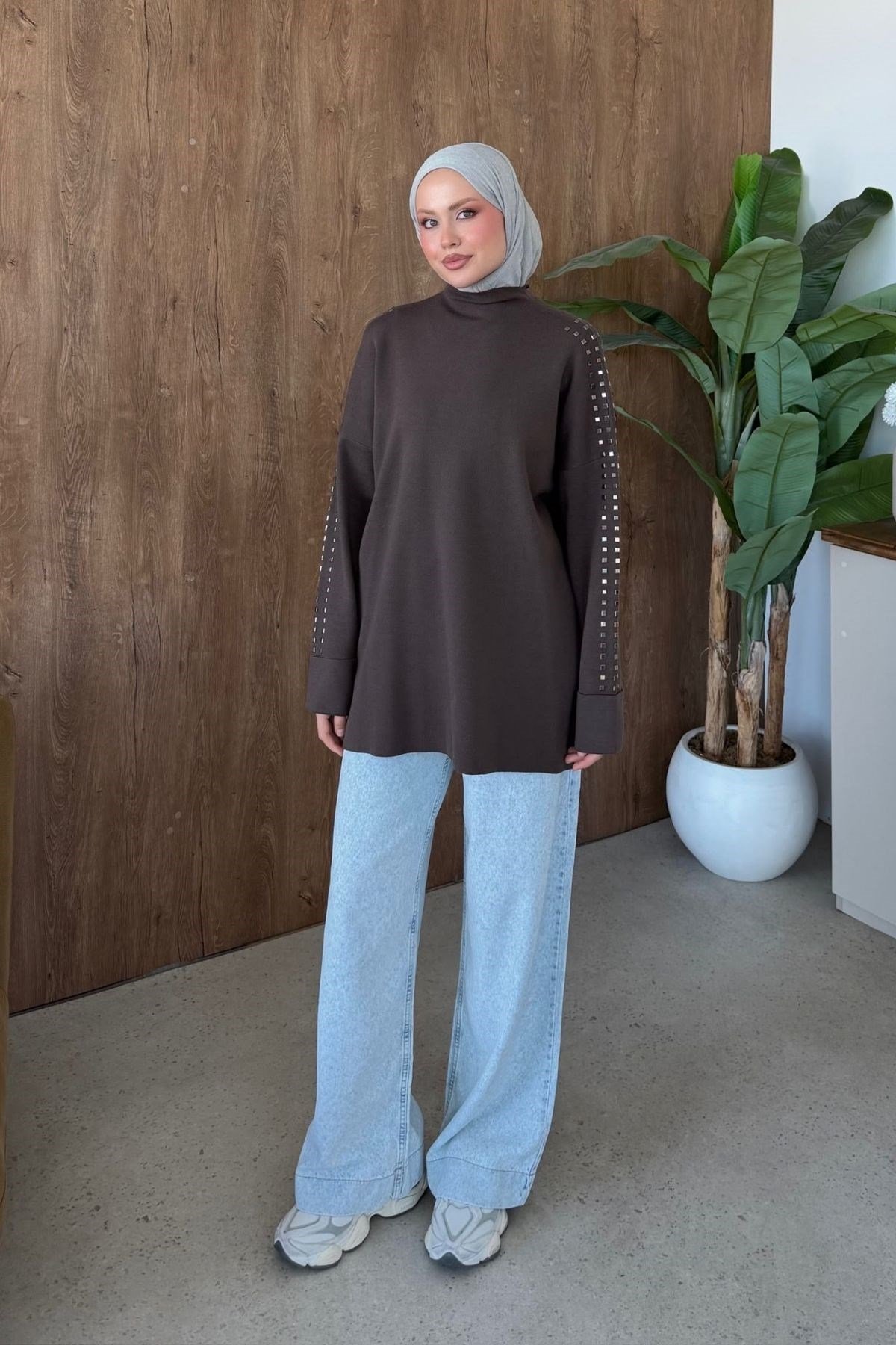 Nazenli Taşlı Tunik Kahve, Fiyatları 
