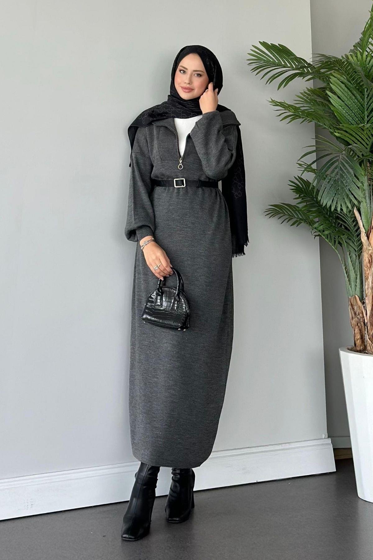 Nergis Triko Elbise Gri, Fiyatları 