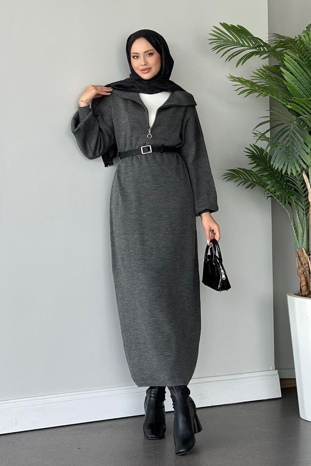 Nergis Triko Elbise Gri, Fiyatları 