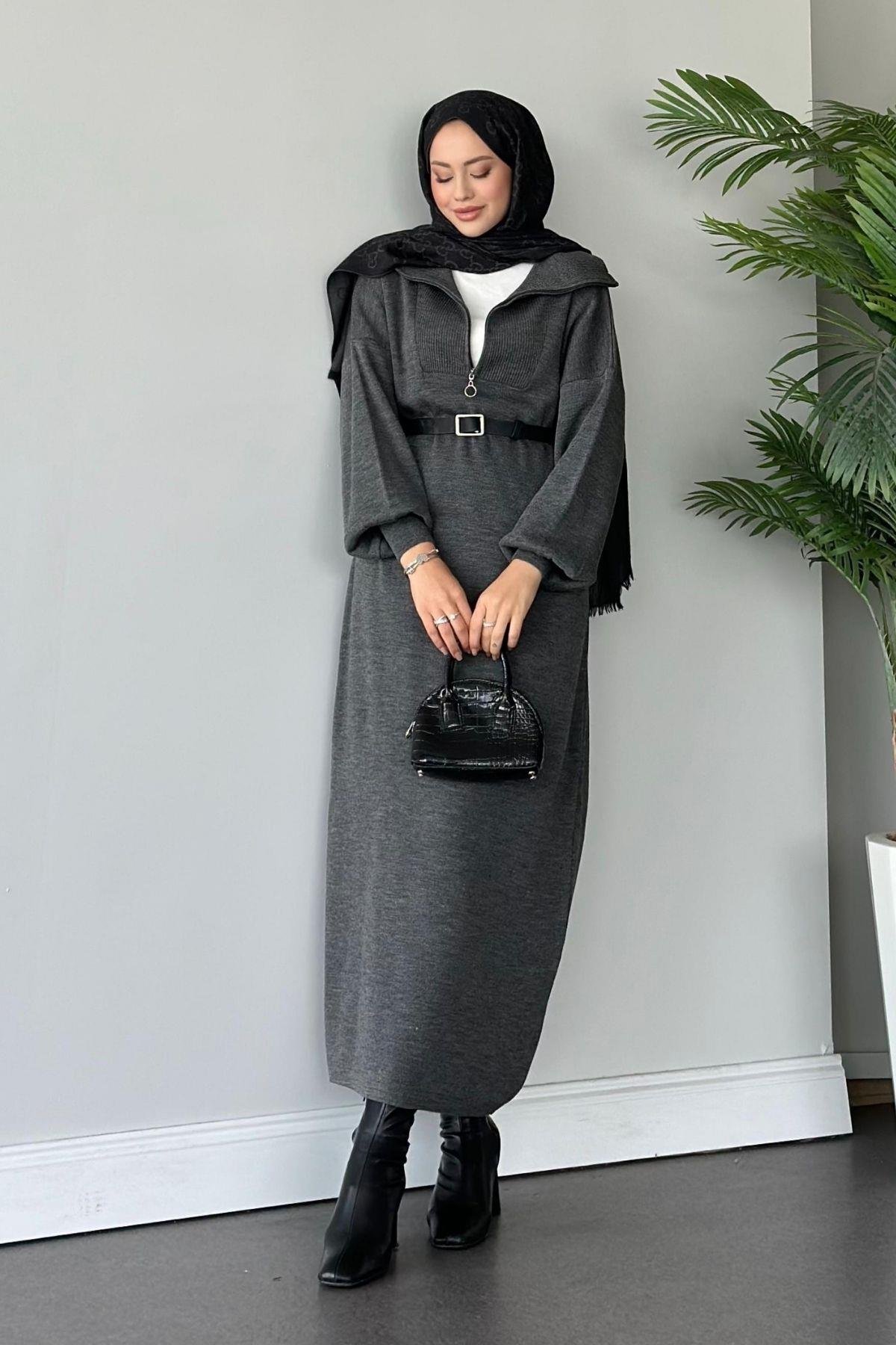 Nergis Triko Elbise Gri, Fiyatları 