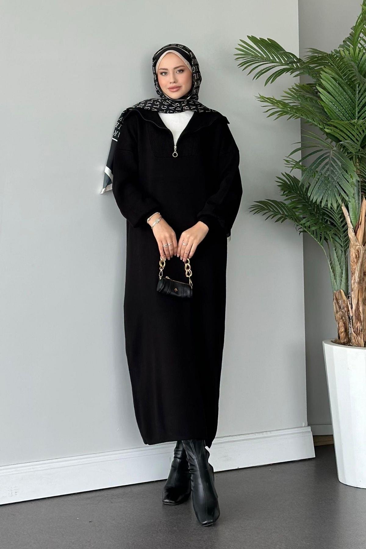 Nergis Triko Elbise Siyah, Fiyatları 