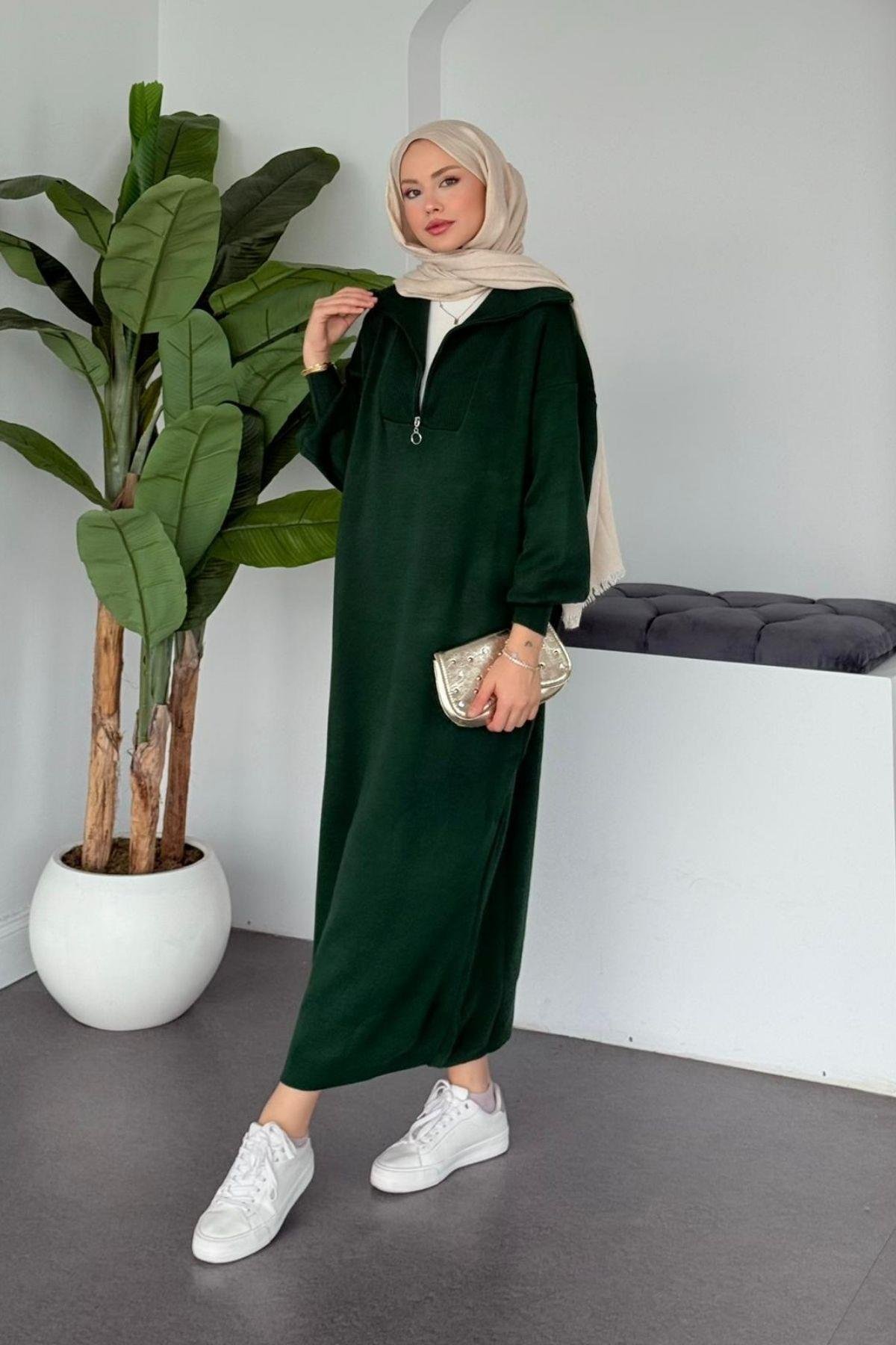 Nergis Triko Elbise Zümrüt, Fiyatları Nergis Triko Elbise Zümrüt - Haza Moda