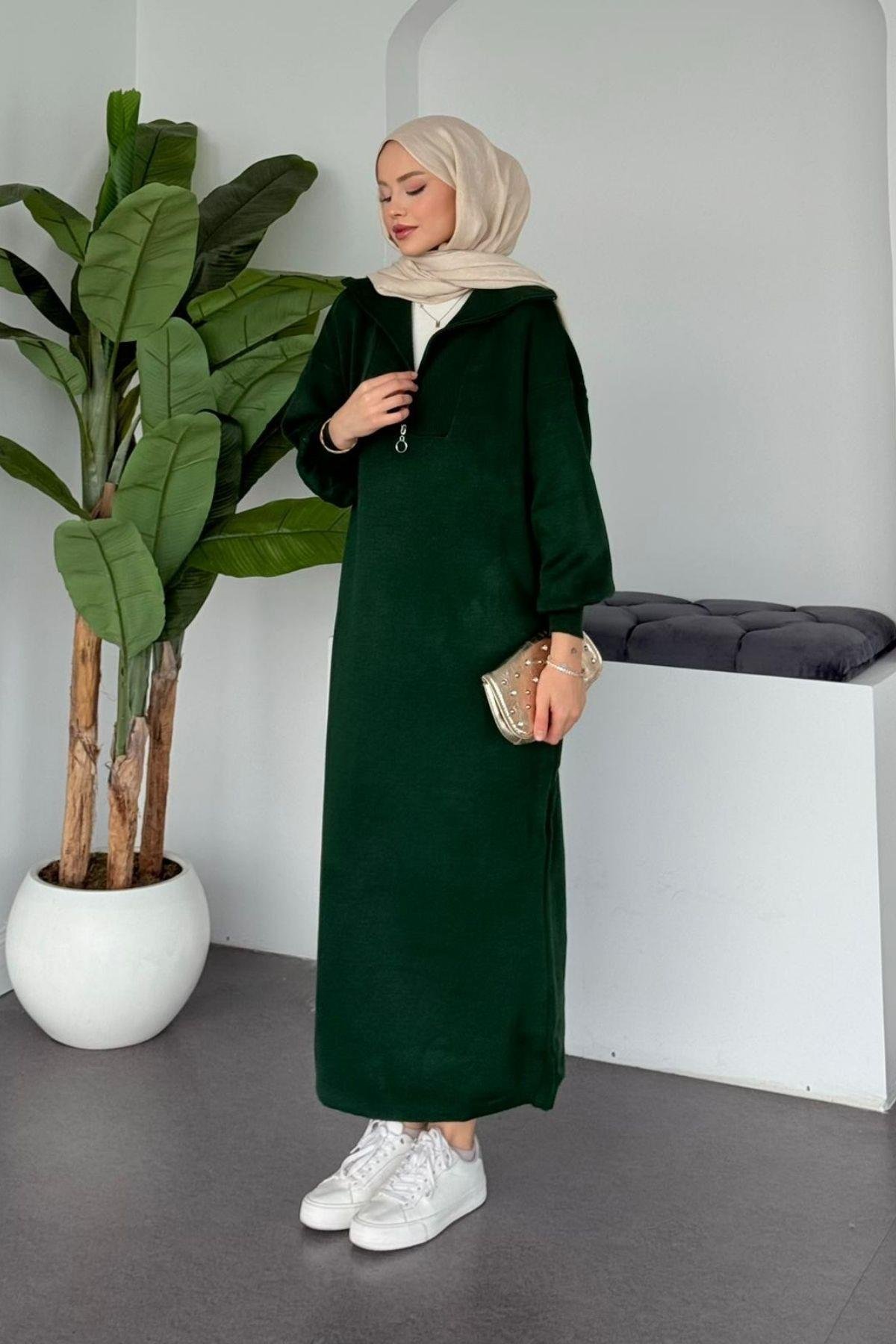 Nergis Triko Elbise Zümrüt, Fiyatları Nergis Triko Elbise Zümrüt - Haza Moda