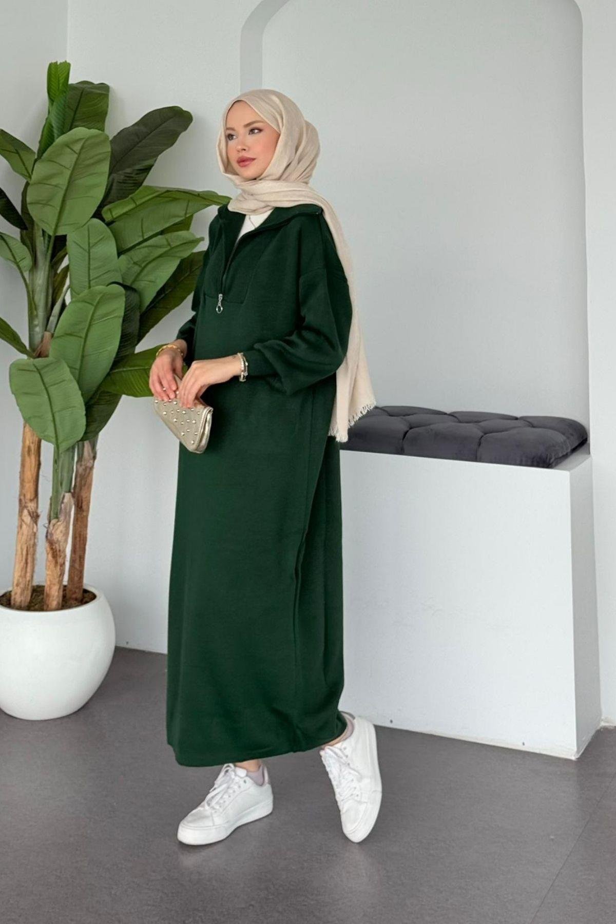 Nergis Triko Elbise Zümrüt, Fiyatları Nergis Triko Elbise Zümrüt - Haza Moda