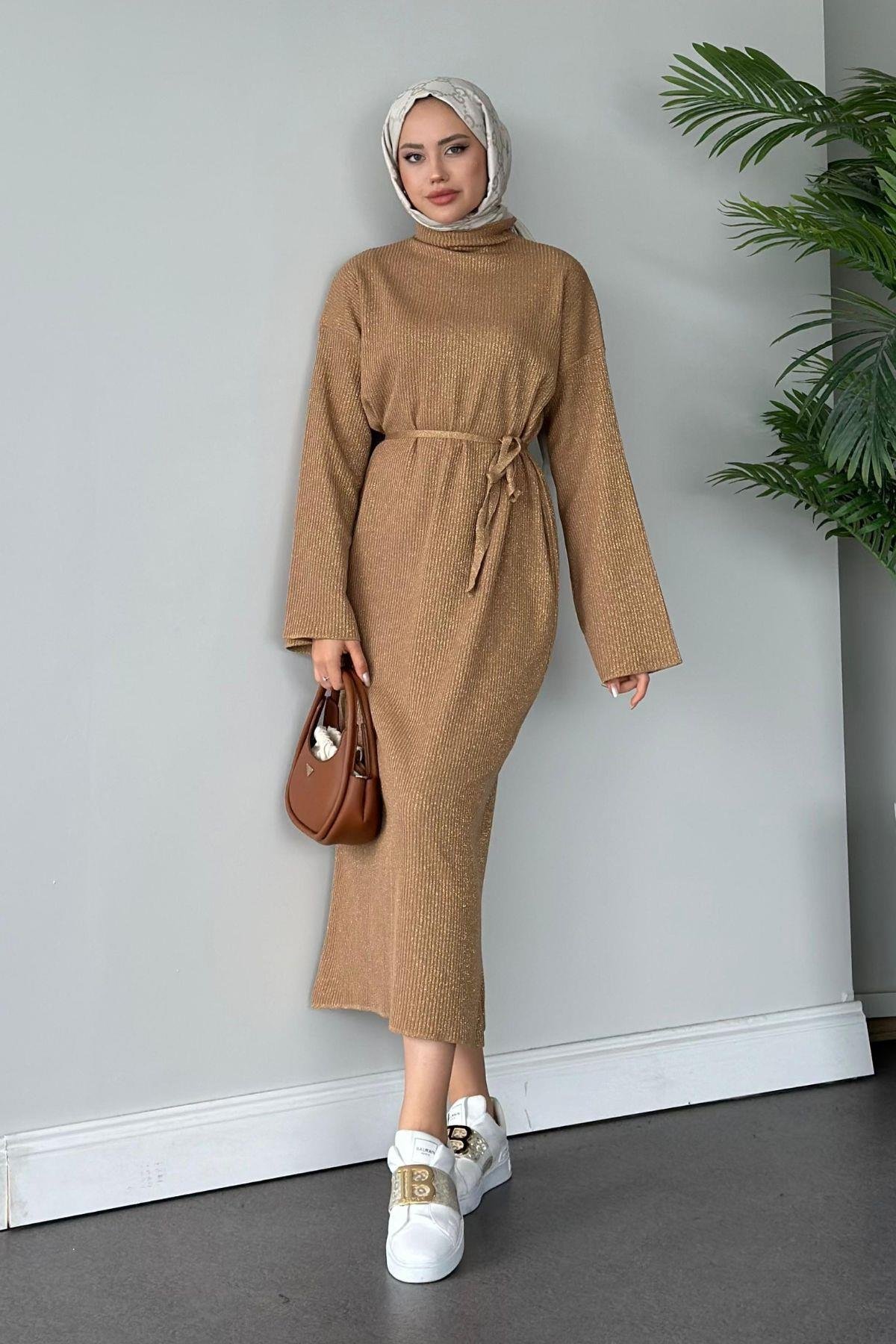 Nesya Triko Elbise Camel, Fiyatları 