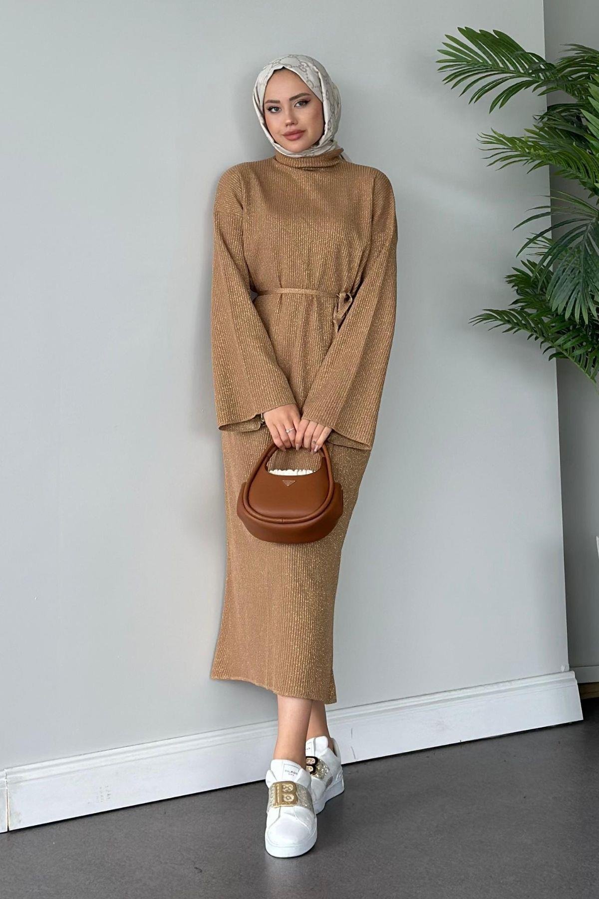 Nesya Triko Elbise Camel, Fiyatları 