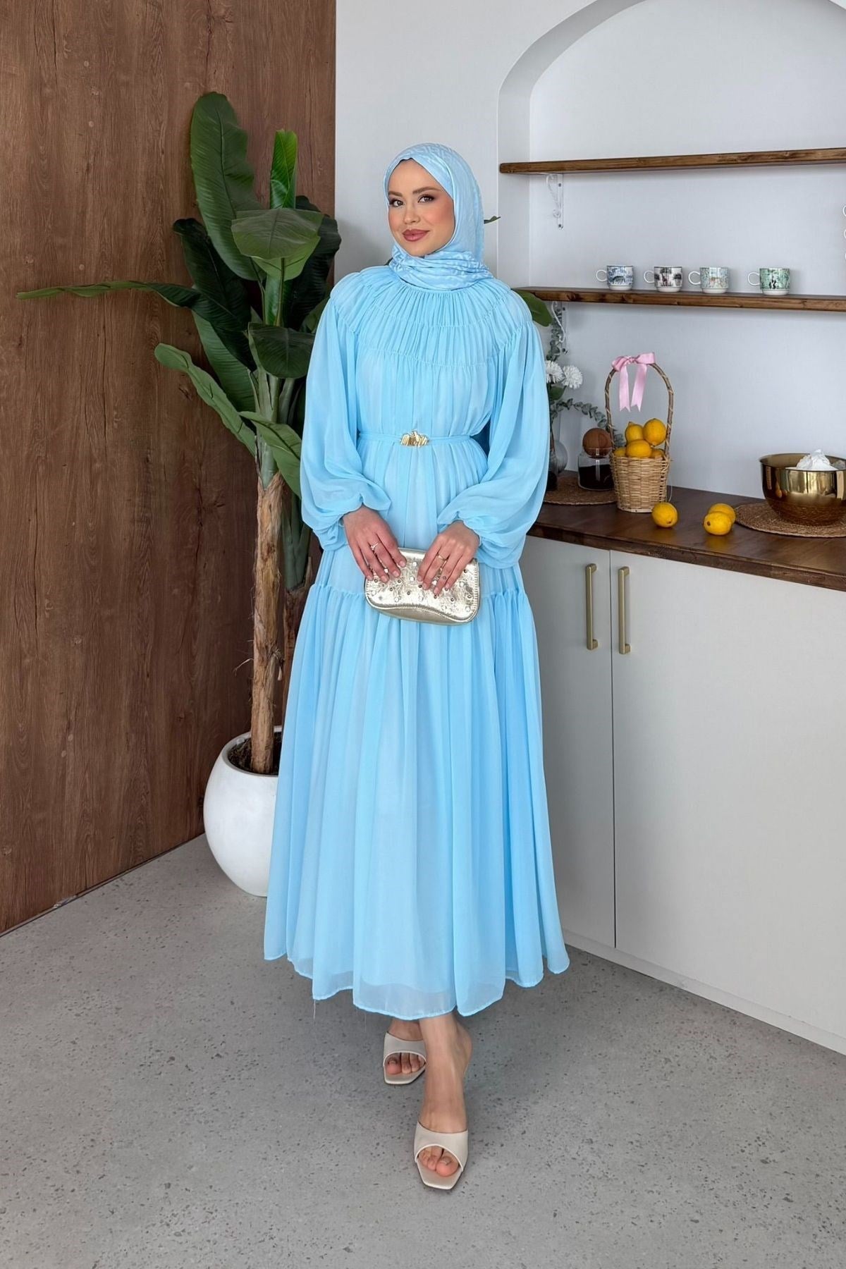 Nilüfer Şifon Elbise Bebe Mavi, Fiyatları Nilüfer Şifon Elbise Bebe Mavi  | Haza Moda