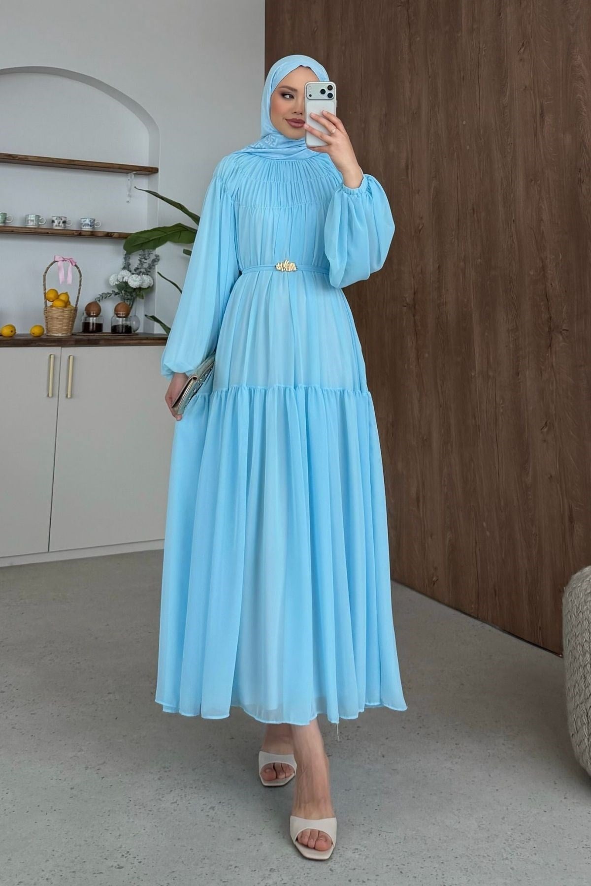 Nilüfer Şifon Elbise Bebe Mavi, Fiyatları Nilüfer Şifon Elbise Bebe Mavi  | Haza Moda