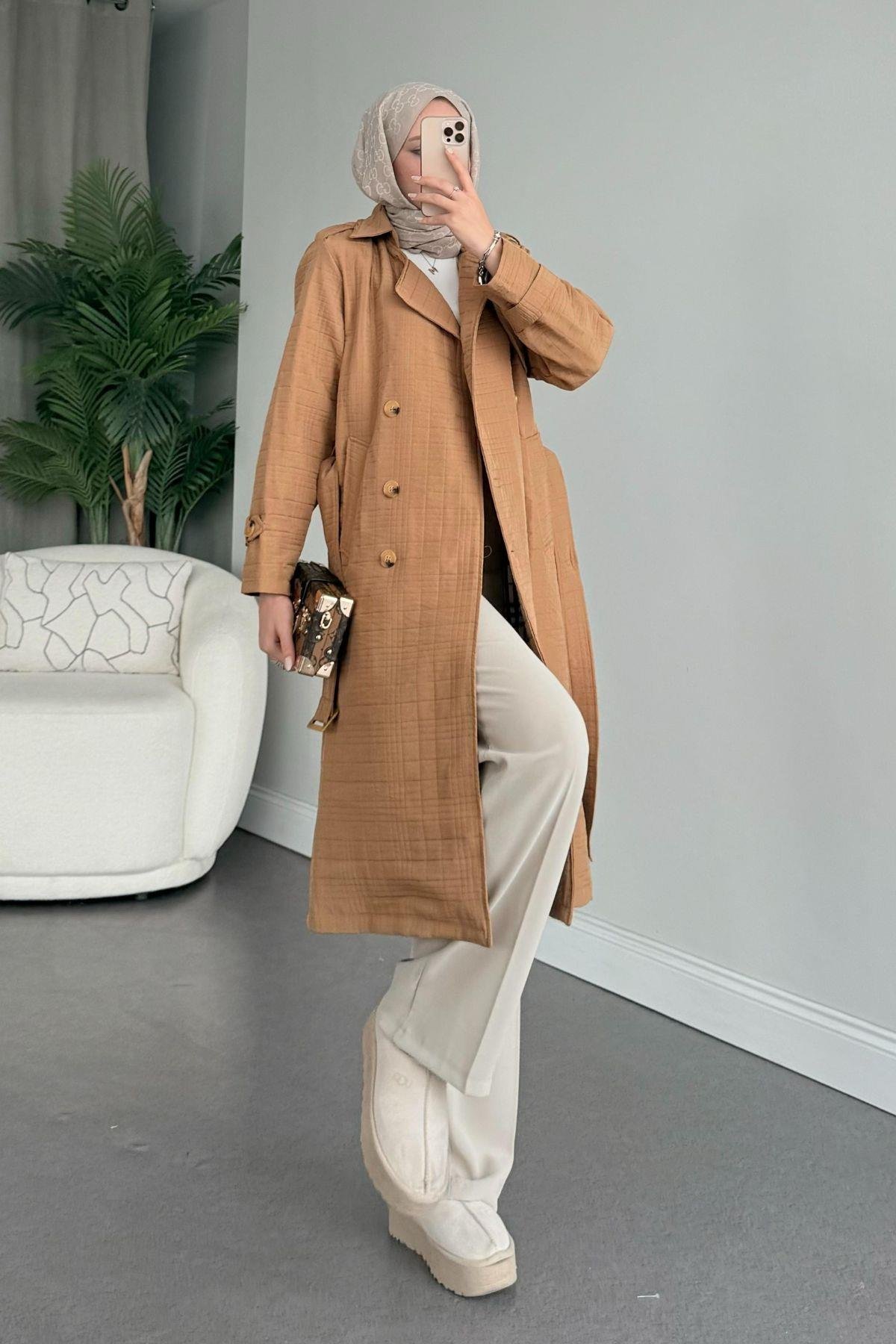 Noure Kapitone Trenç Camel, Fiyatları 