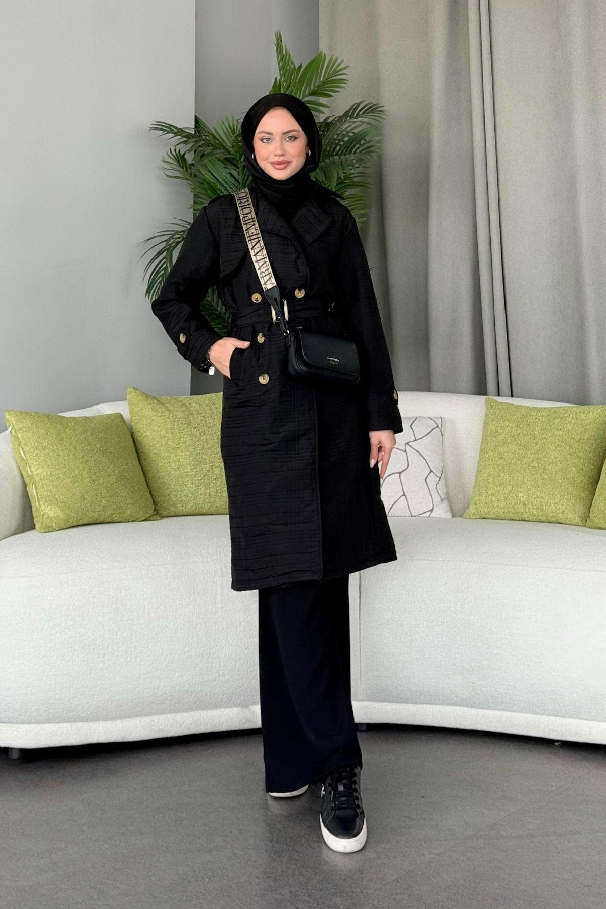 Noure Kapitone Trenç Siyah, Fiyatları 