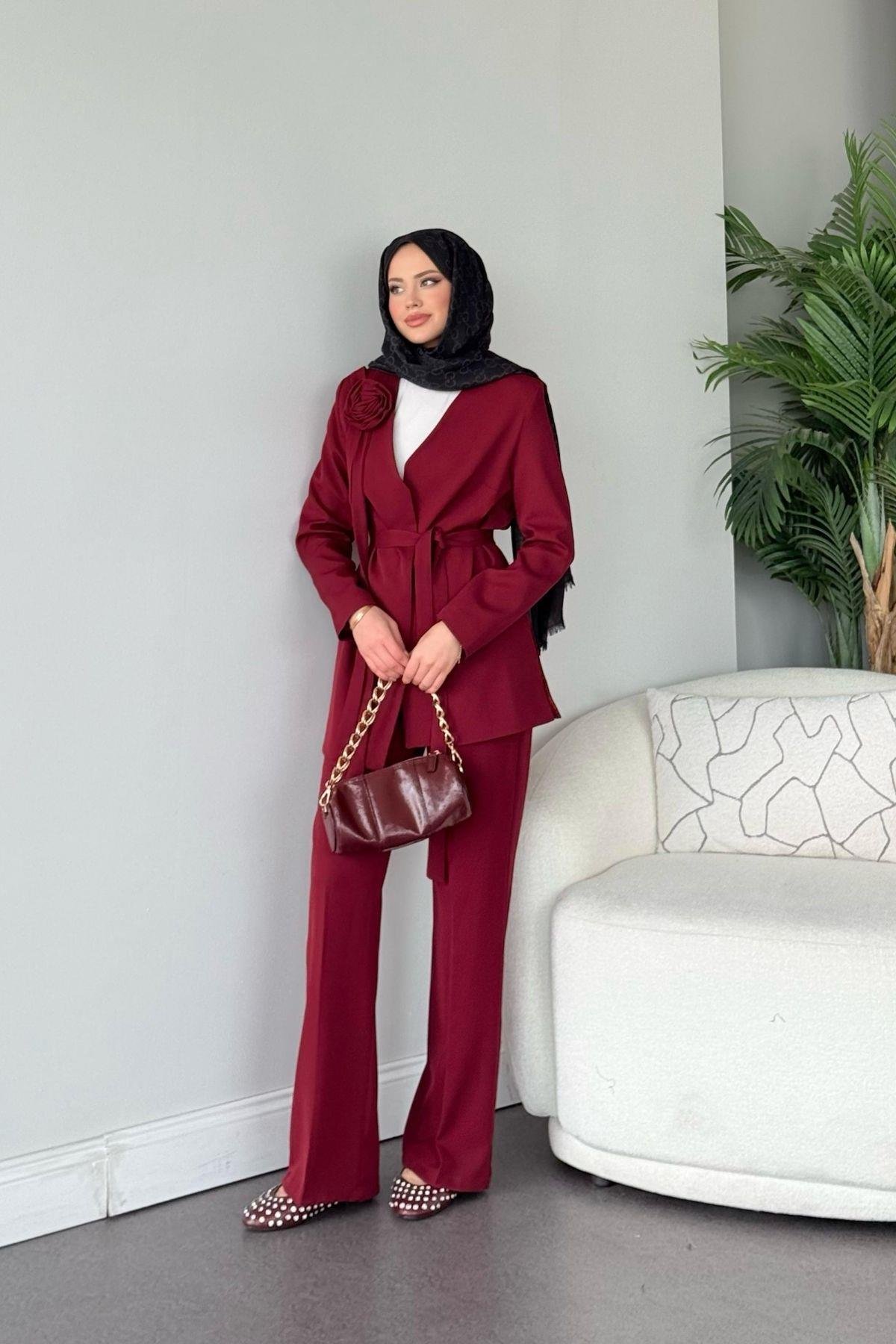 Nudes Güllü Takım Bordo, Fiyatları Nudes Güllü Takım Bordo- Haza Moda 