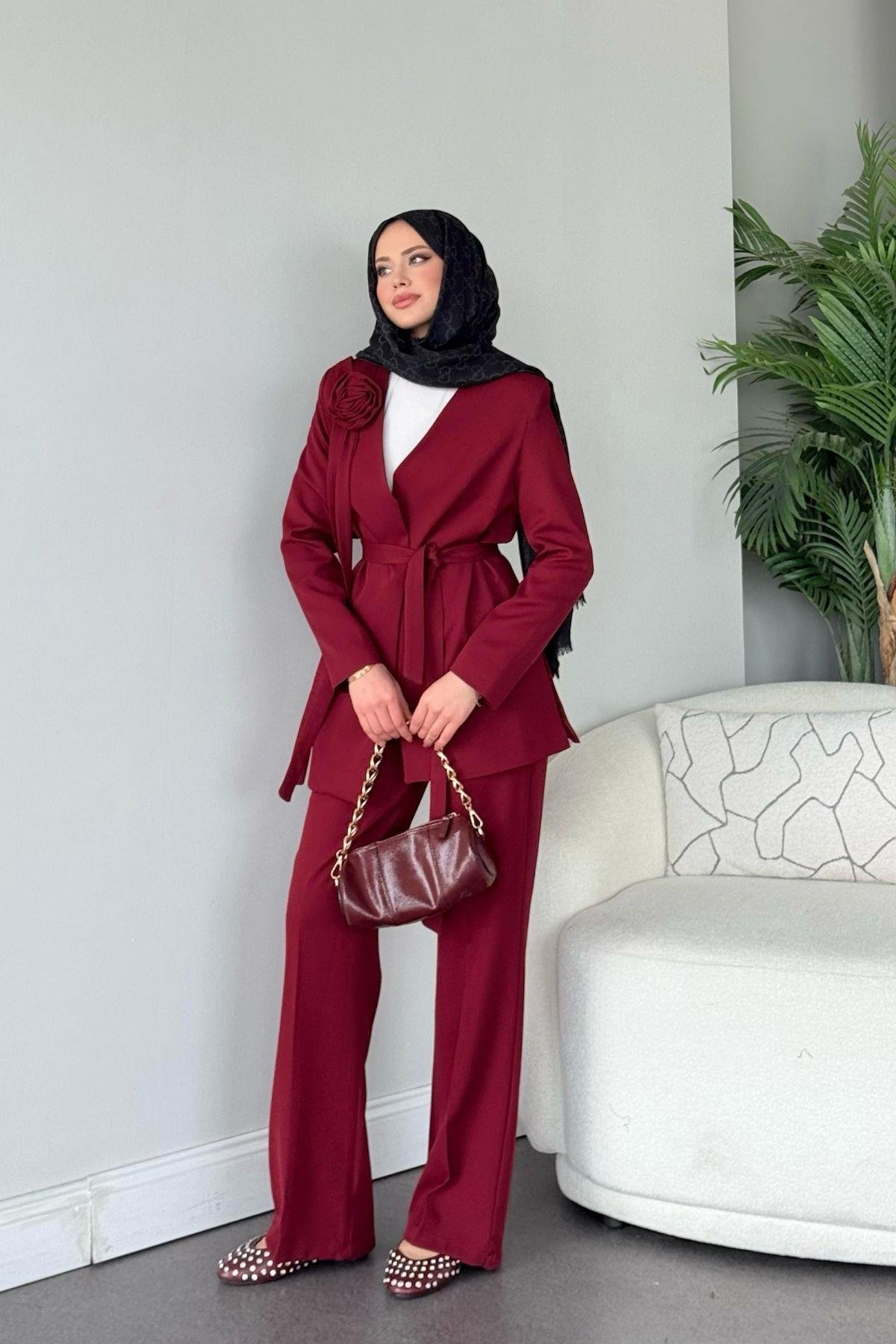 Nudes Güllü Takım Bordo, Fiyatları Nudes Güllü Takım Bordo- Haza Moda 