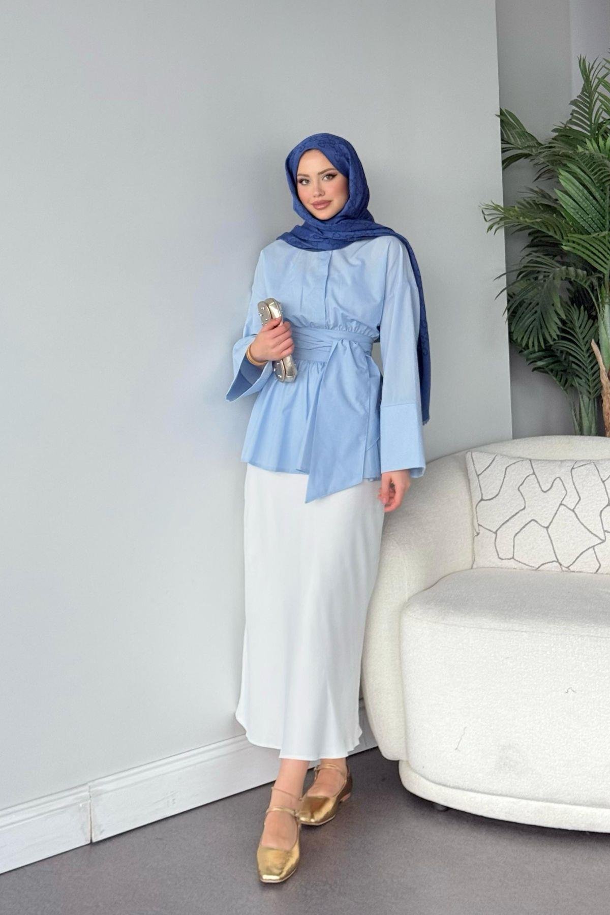 Olden Bağlamlı Gömlek Bebe Mavi, Fiyatları Olden Bağlamlı Gömlek Bebe Mavi - Haza Moda 